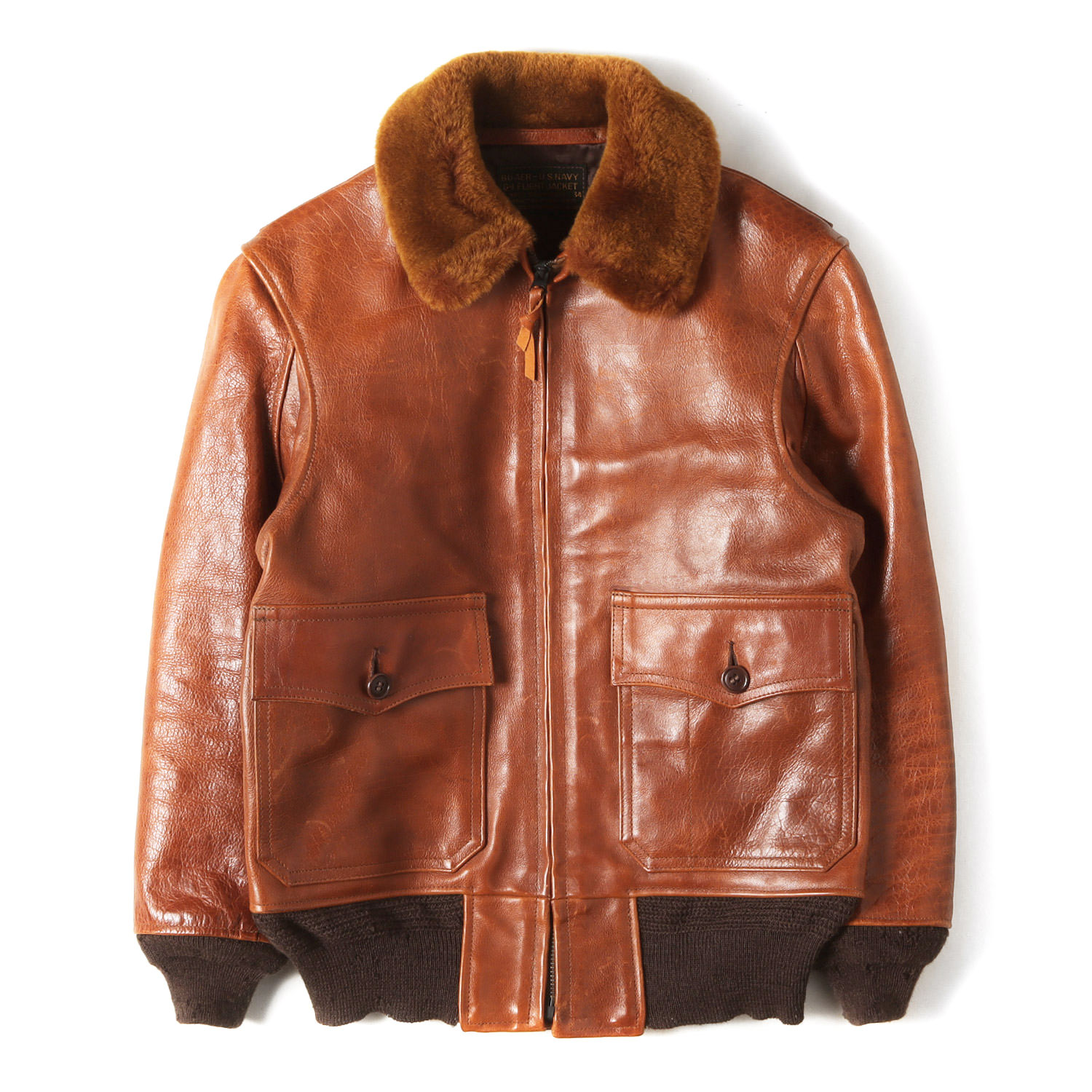 RAINBOW COUNTRY レインボーカントリー ジャケット ラセットブラウン サイズ:34(XS) | G-1 55J14 L.W.FOSTER 実名復刻 バッファローハイドレザー フライトジャケット | アウター ブルゾン 上着【メンズ】【中古】【K4786】