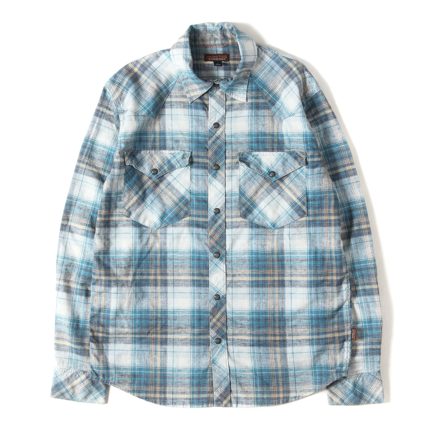 Patagonia パタゴニア シャツ ブルー系 サイズ:S | ストレッチ チェック ウエスタンシャツ (Long-Sleeved Western Snap Shirt) | 2020年製 | トップス カジュアルシャツ 長袖【メンズ】【中古】【K4774】