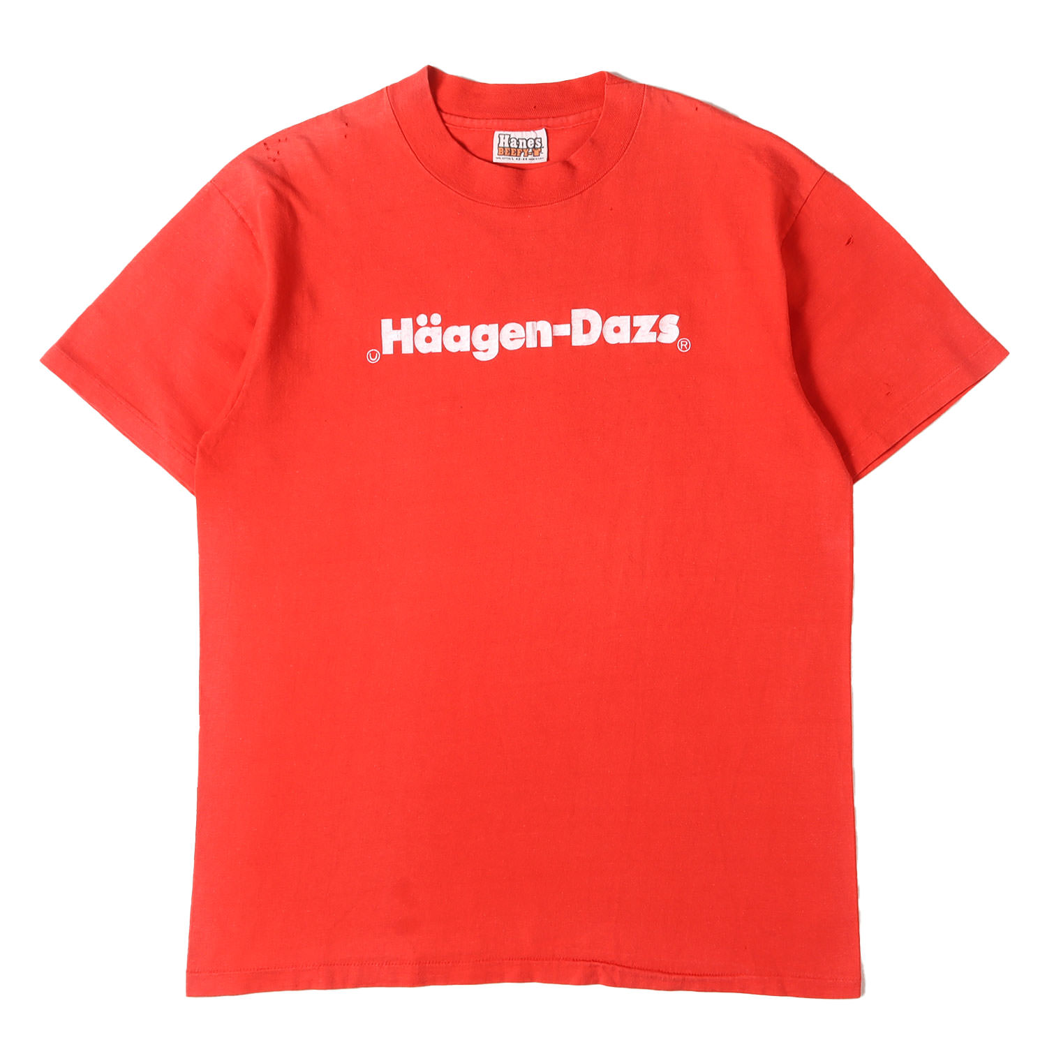 U.S.VINTAGE Tシャツ レッド サイズ:L | 希少モデル | 80s Haagen-Dazs ハーゲンダッツ Tシャツ | USA製 Hanes | 80年代 ヴィンテージ 古着 | トップス カットソー 半袖【メンズ】【中古】【K4784】