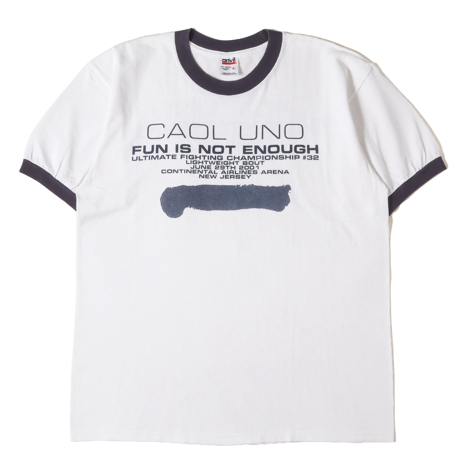 UCS / UNO CAOL SHOWTEN 宇野薫商店 Tシャツ ホワイト ネイビー 白紺 サイズ:L | 00s UFC32 参戦記念 リンガーTシャツ (anvilボディ) | トップス カットソー 半袖【メンズ】【中古】【K4784】