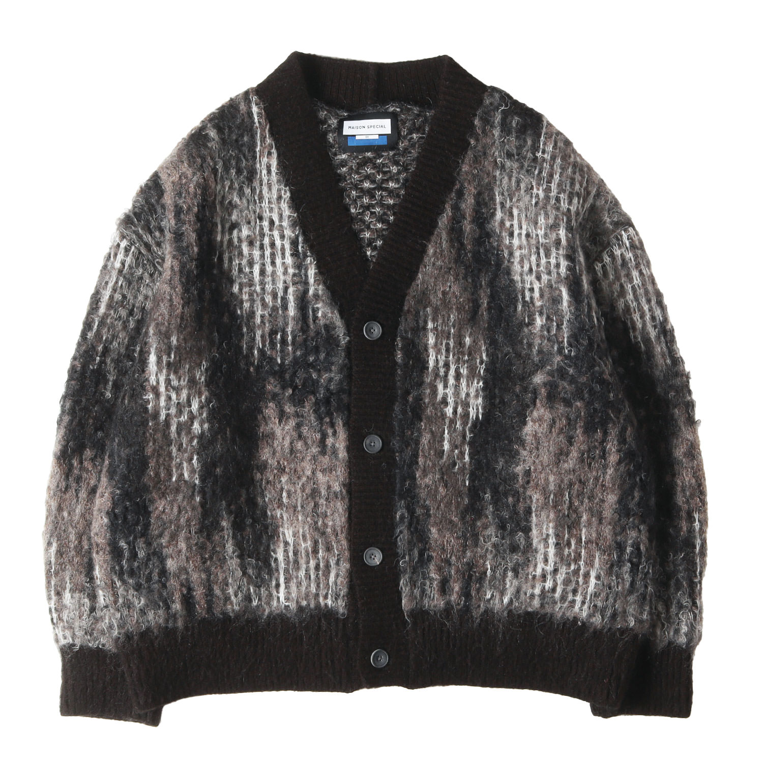 MAISON SPECIAL 住み家 特別 ジレー マルチ色合い 大いさ:1 | 23AW モヘヤ 編み物 ジレー (Multi Color Brushed Prime-Over V-Neck Knit Cardigan) | アウター スウェーター | 日本製【メンズ】【中古】【美品】【K4814】 トップス-メンズファッション-カーディガン