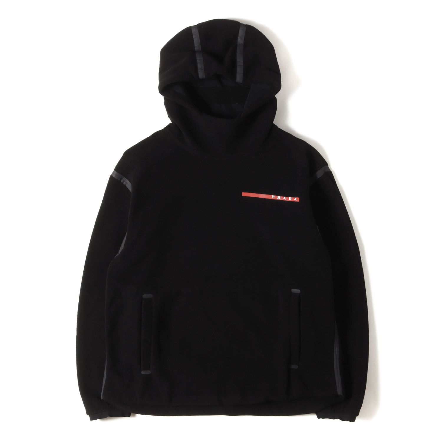 PRADA SPORTS プラダスポーツ パーカー ブラック 黒 サイズ:L | 近年モデル | ラバーロゴ シームテープ フリース パーカー (SJN284 S212 1Z7A) | トップス フーディー【メンズ】【中古】【K4779】