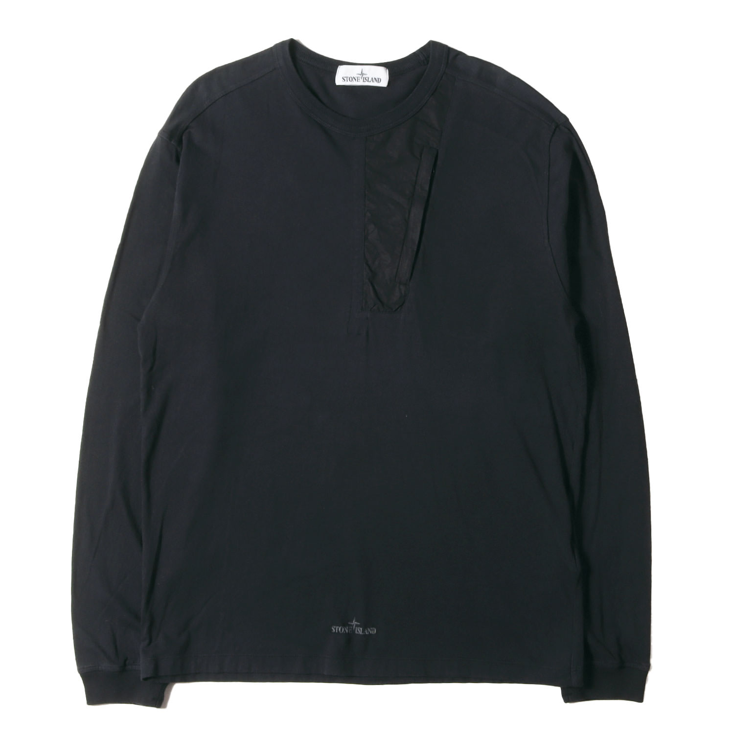 STONE ISLAND ストーンアイランド Tシャツ ブラック 黒 サイズ:L | ジップポケット付き ガーメントダイ ロングスリーブ Tシャツ (BRUSHED COTTON CANVAS GARMENT DYED) | トップス カットソー 長袖【メンズ】【中古】【K4857】|ブランド古着のBEEGLE by Boo-Bee