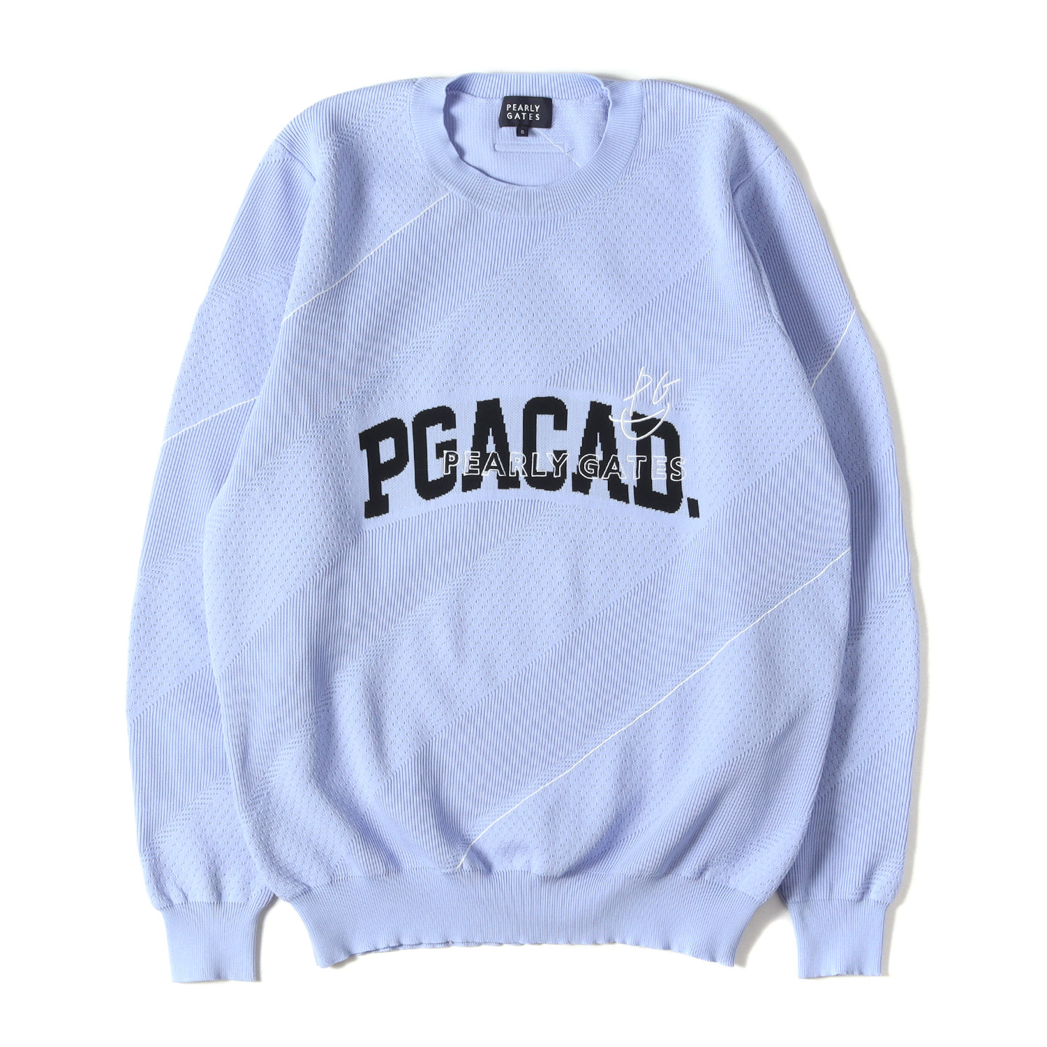 PEARLY GATES パーリー ゲイツ ニット ライトブルー サイズ:5 24AW クルーネック テックニット セーター トップス プルオーバー 軽量 速乾 伸縮【メンズ】【中古】【K4882】|ブランド古着のBEEGLE by Boo-Bee