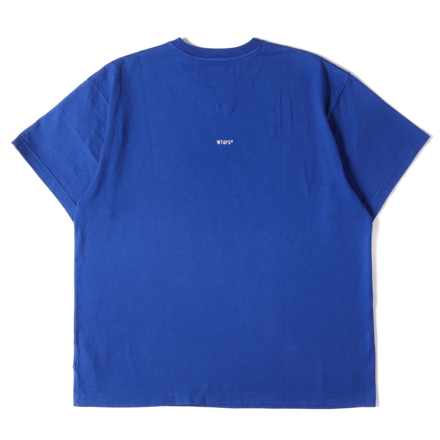 WTAPS ダブルタップス プルオーバー 青色 大きさ:M | 25SS スモールロゴタイプ刺しゅう 労働者の一団のど首 プルオーバー (SIGN 01 / SS / COTTON) | トップス カットソー 半袖【メンズ】【中古】【美品】【K4846】