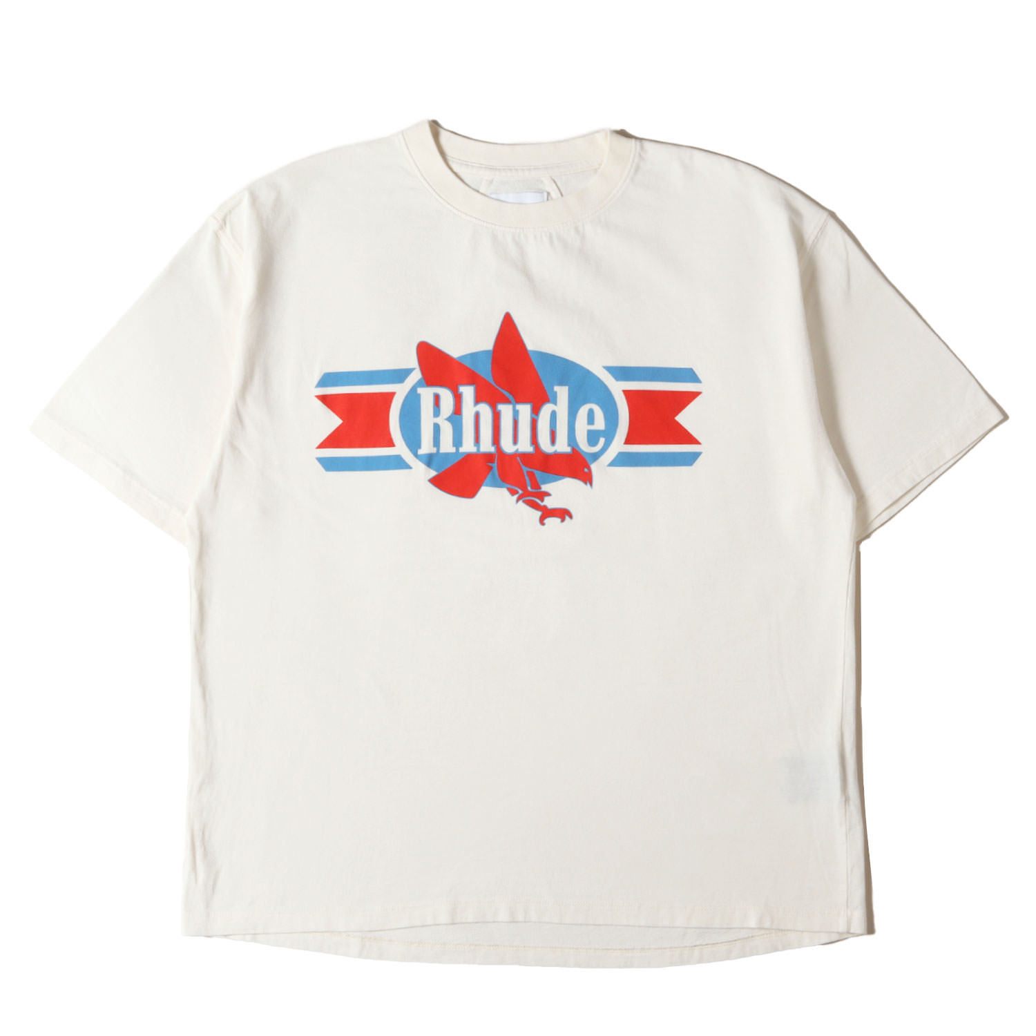 RHUDE ルード Tシャツ オフホワイト 白 サイズ:M | グラフィック ロゴ Tシャツ | トップス カットソー 半袖 | アメリカ製【メンズ】【中古】【美品】【K4775】