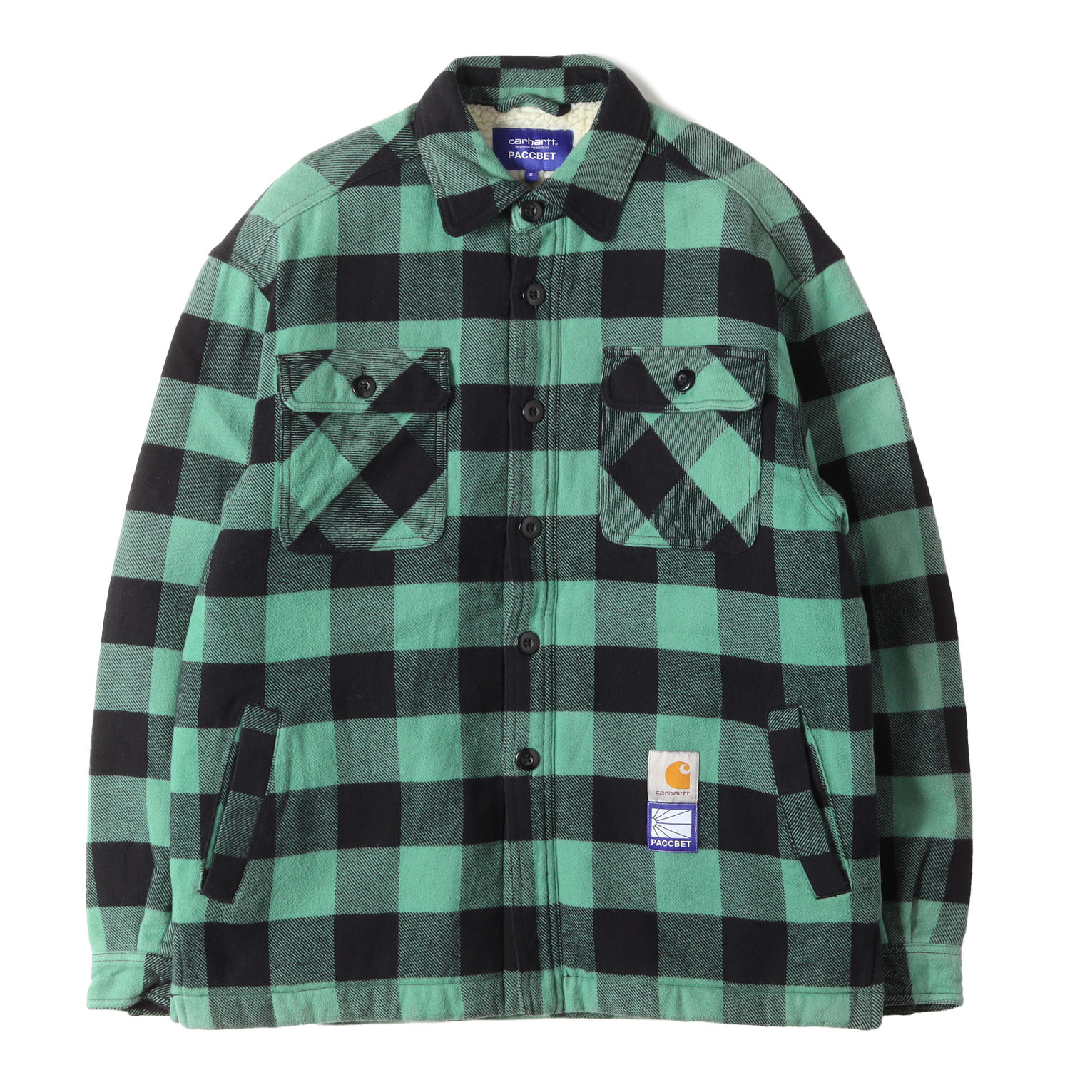 RASSVET / PACCBET ラスベート 上衣 緑であること×黒いこと 緑 黒 大きさ:S | ×Carhartt WIP バッファローチェック 綿ネル 裏ボア プルオーバー上衣 | 共同研究 厚地の外套 アウター 上衣【メンズ】【中古】【K4806】