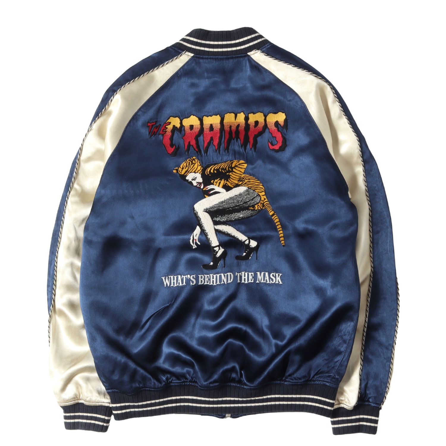 HYSTERIC GLAMOUR ヒステリックグラマー スカジャン ブルー サイズ:S | THE CRAMPS アイコン ロゴ 刺繍 スカジャン | アウター ジャケット ブルゾン ジャンパー 上着【メンズ】【中古】【K4776】
