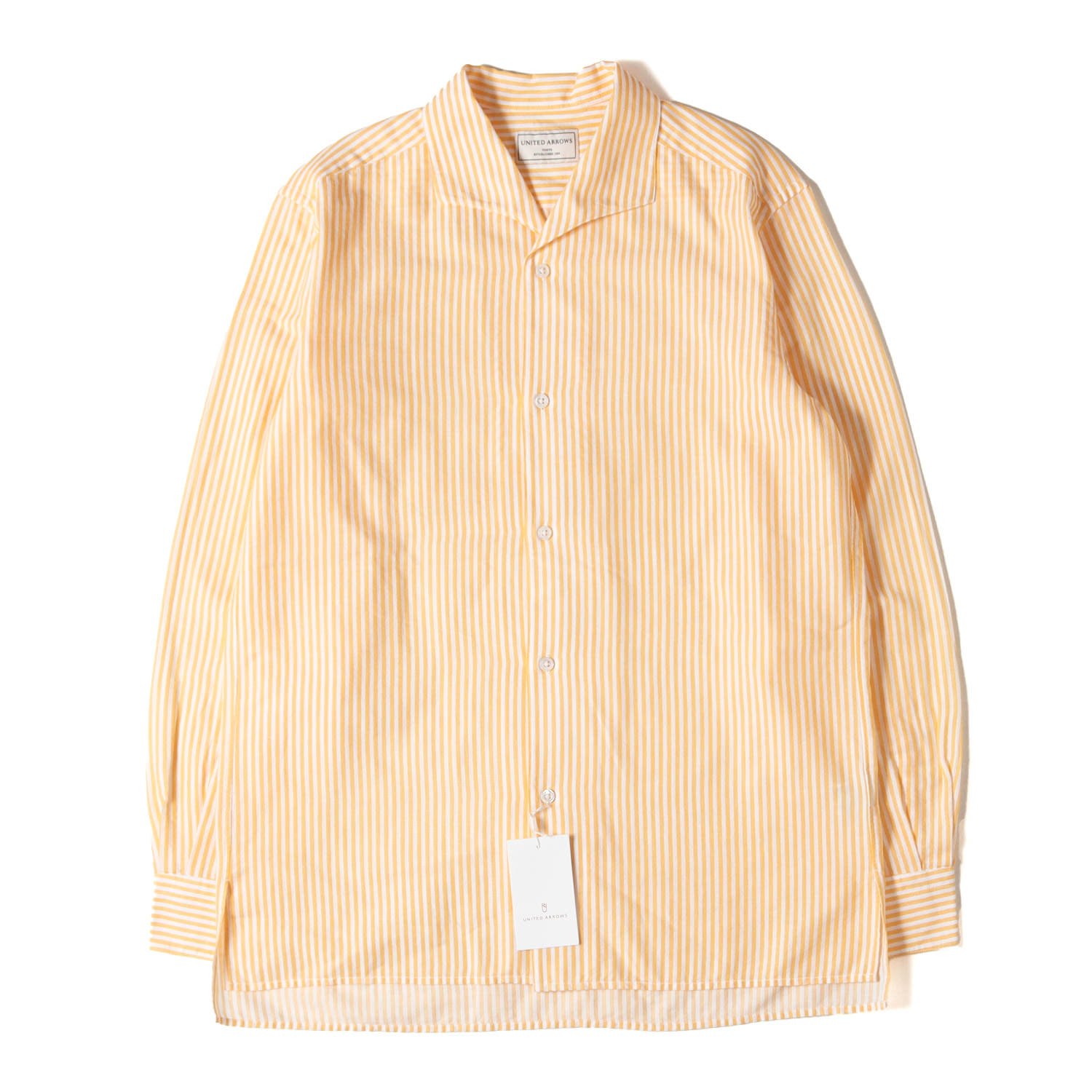 UNITED ARROWS ユナイテッドアローズ シャツ イエロー ホワイト サイズ:M | 26SS SOKTAS カラーストライプ オープンカラーシャツ | トップス カジュアルシャツ 長袖【メンズ】【中古】【新品同様】【K4780】 9,777円
