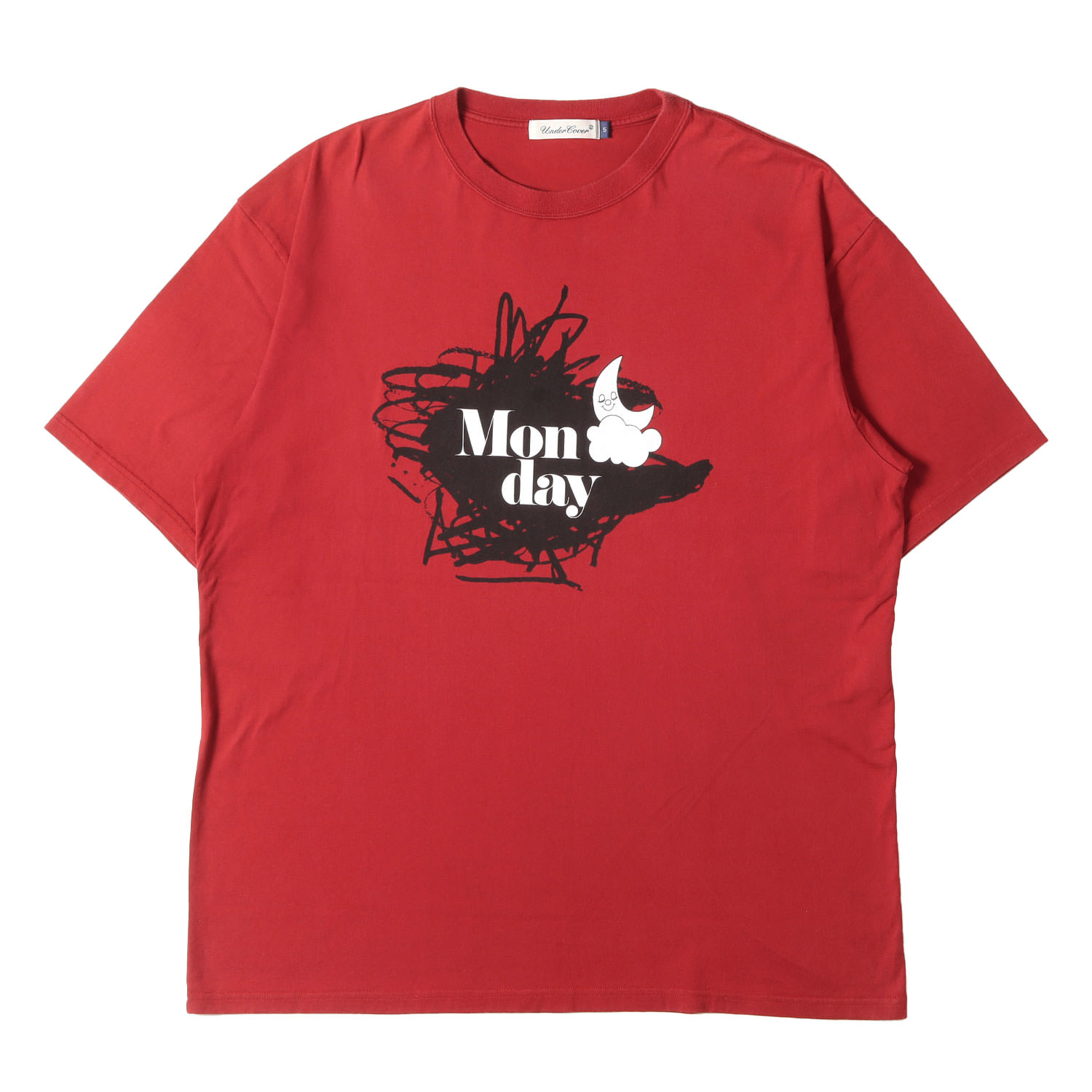 UNDERCOVER アンダーカバー Tシャツ レッド サイズ:5 | 23SS グラフィックロゴ Tシャツ (TEE MONDAY) | トップス カットソー 半袖【メンズ】【中古】【K4786】
