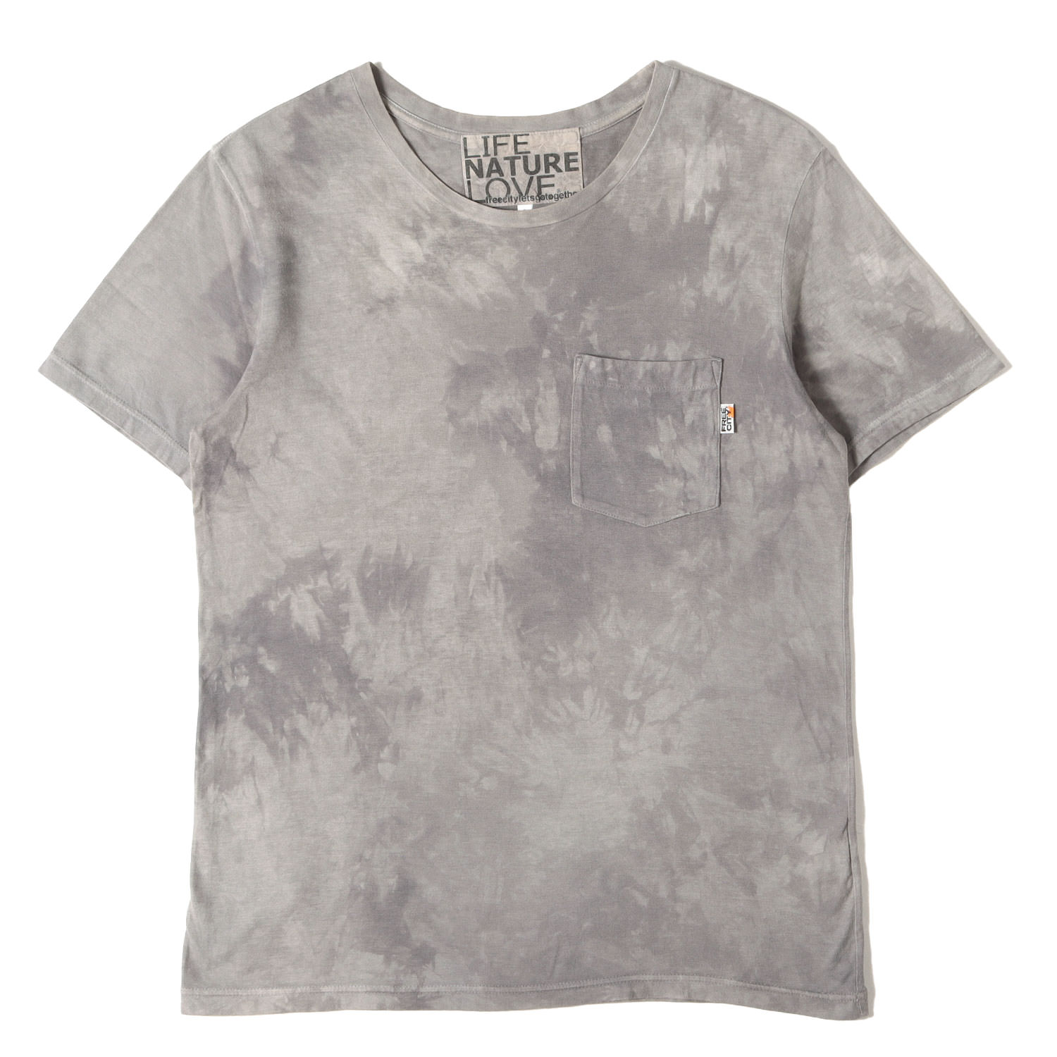 FREE CITY フリーシティ Tシャツ グレー系 サイズ:1 | タイダイ染め ポケット Tシャツ / MADE IN JAPAN | トップス カットソー 半袖【メンズ】【中古】【K4782】