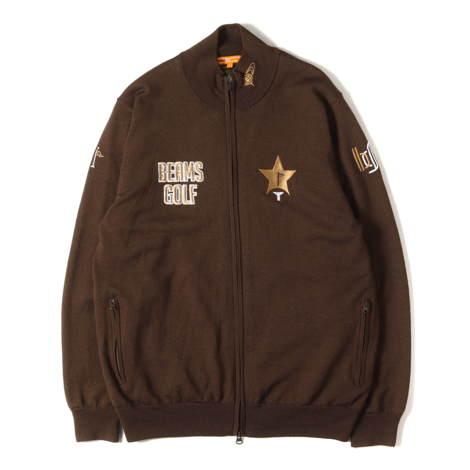 BEAMS GOLF ビームスゴルフ ジャケット ブラウン 茶 サイズ:L | 23AW ドライバーズ ニット ブルゾン LABEL ORANGE | 上着 アウター【メンズ】【中古】【K4777】