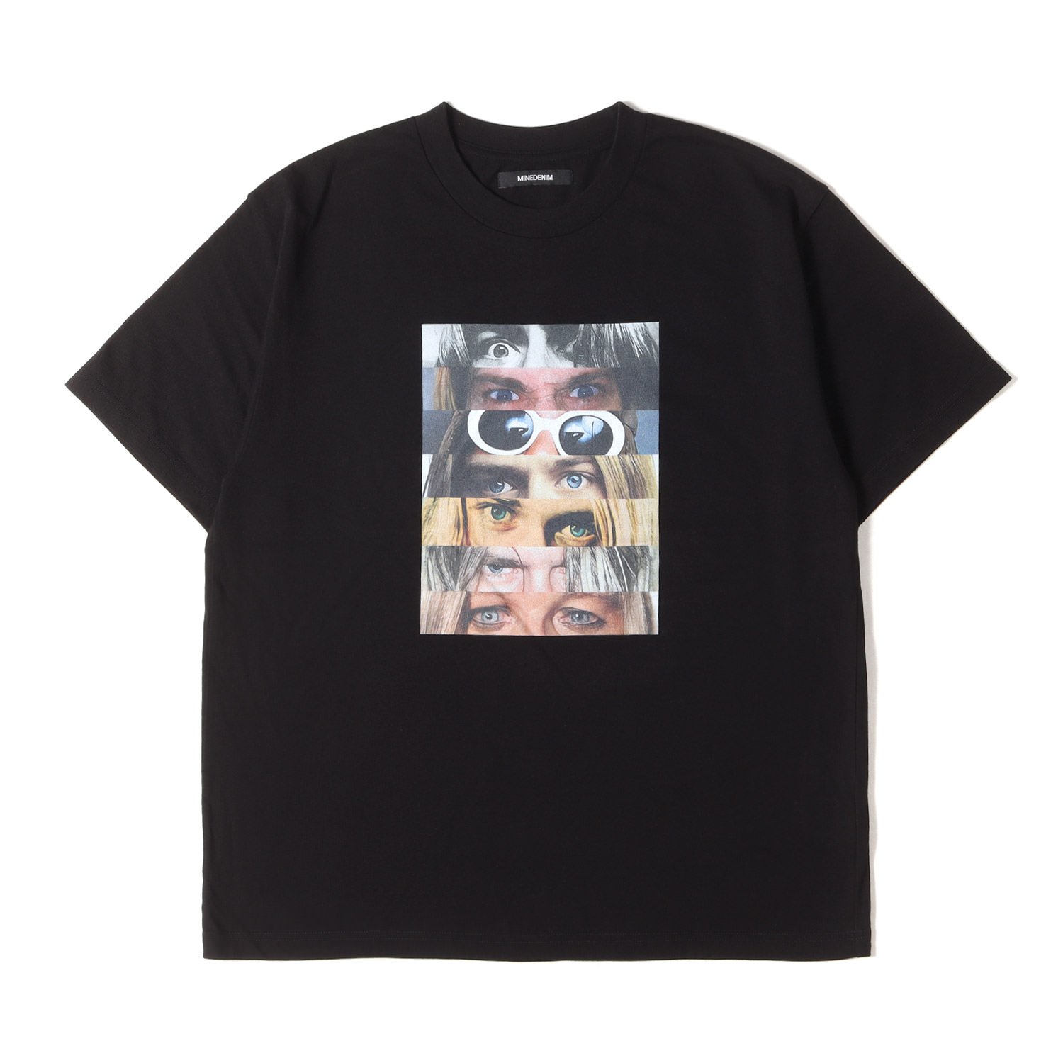 MINEDENIM マインデニム Tシャツ ブラック 黒 サイズ:M | 25SS Nirvana Kurt Cobain フォトグラフィックコラージュ Tシャツ (Eye Print Crewnec T-SH) | トップス カットソー 半袖【メンズ】【中古】【新品同様】【K4784】