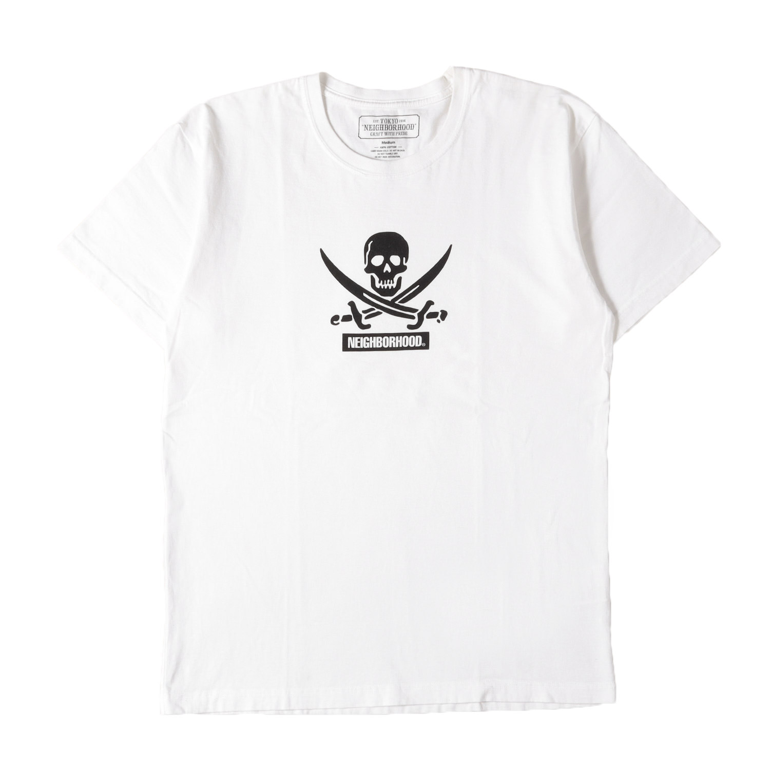 NEIGHBORHOOD ネイバーフッド Tシャツ ホワイト 白 サイズ:M | スカルソード クルーネック Tシャツ | トップス カットソー 半袖【メンズ】【中古】【K4785】