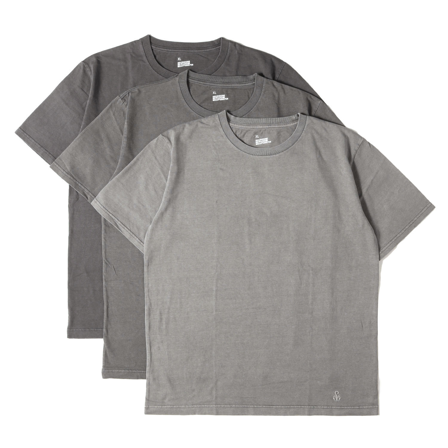 SOPHNET ソフネット Tシャツ サイズ:XL | 24SS SCREENSTARS オーバーダイ加工 Tシャツ 3枚パック (3PACK TEE) | ブラック チャコール グレー | トップス カットソー 半袖【メンズ】【K4774】