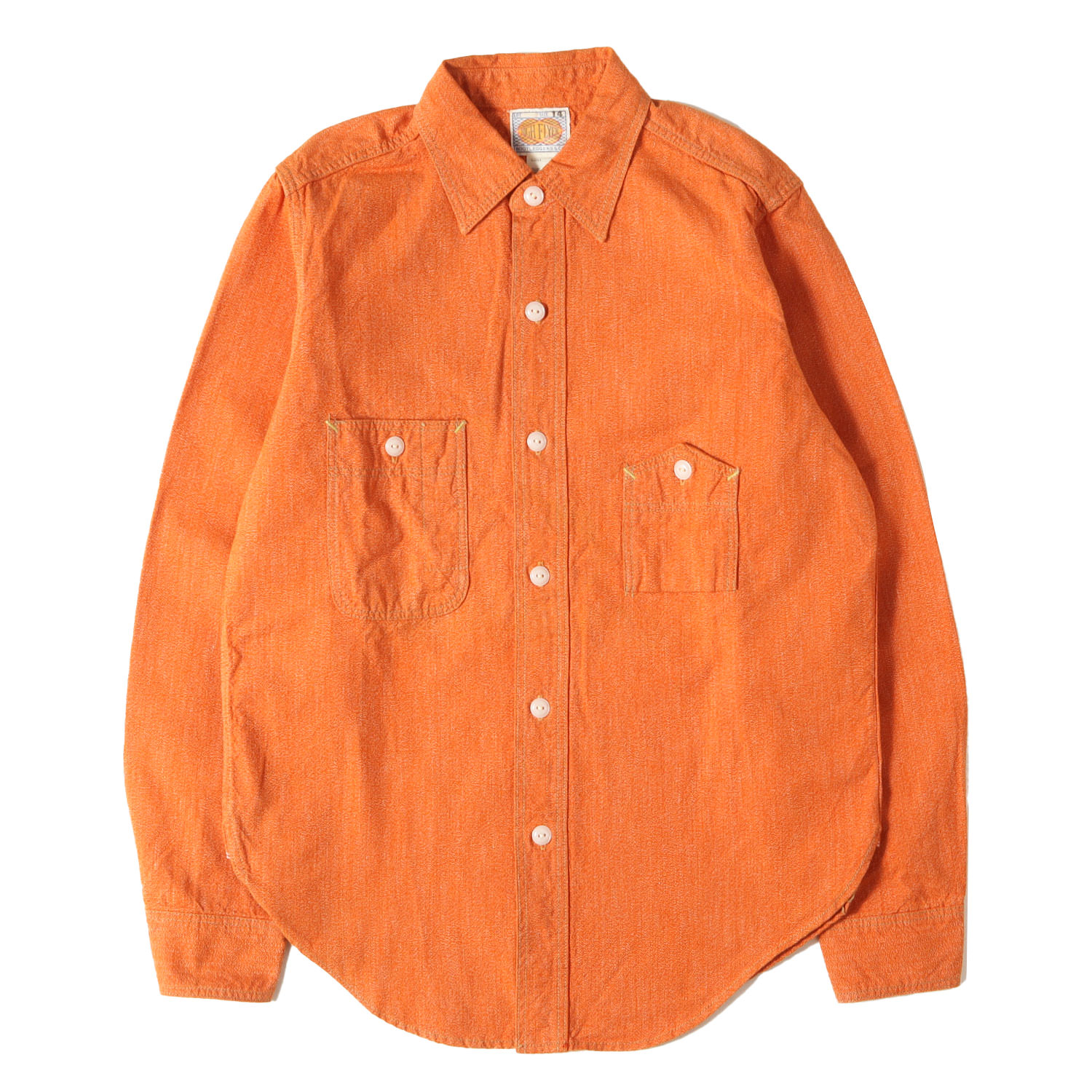 BOOTLEGGERS REUNION ブートレガーズ リユニオン シャツ 杢オレンジ サイズ:14(XS) | 山ポケット 杢シャンブレー ワークシャツ | トップス カジュアルシャツ 長袖【メンズ】【中古】【美品】【K4774】