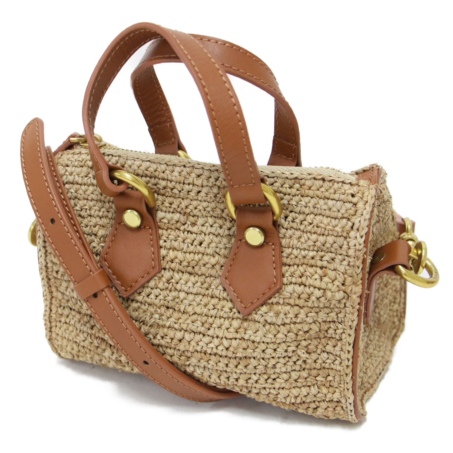 A POINT アーポワン × LAppartement 別注 バッグ | 25春夏 ラフィア ミニ バッグ / ZEILA MINI BAG ハンドバッグ ショルダー ボストン型 2WAY | ベージュ | ブランド カバン【レディース】【中古】【K4780】