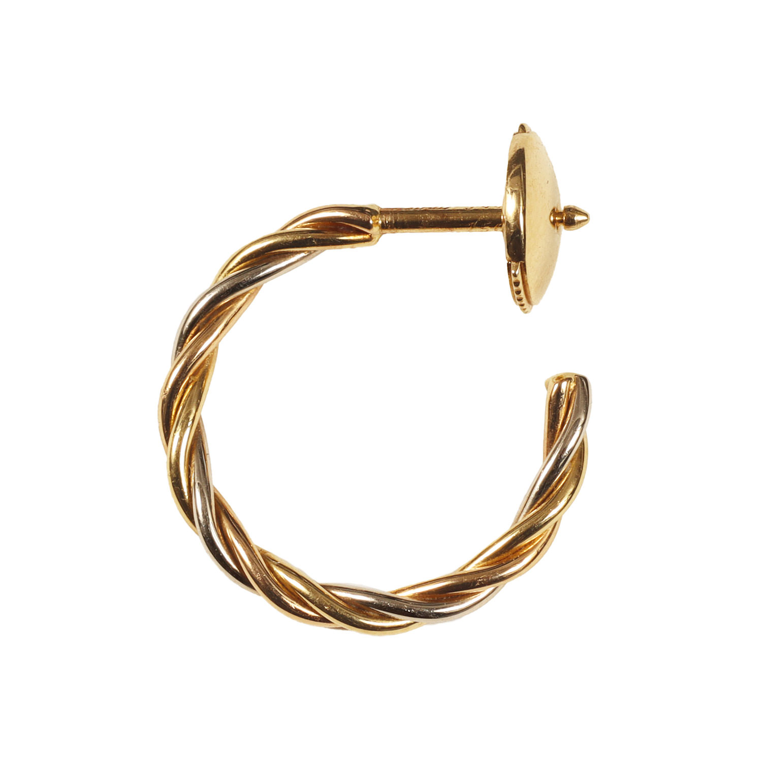 Cartier カルティエ ピアス | 捩じり ピアス | K18 MECAN AL PA | 黄色ゴールド 白いことゴールド | ブランド名 付属物 宝飾品【メンズ】【中古】【K4840】