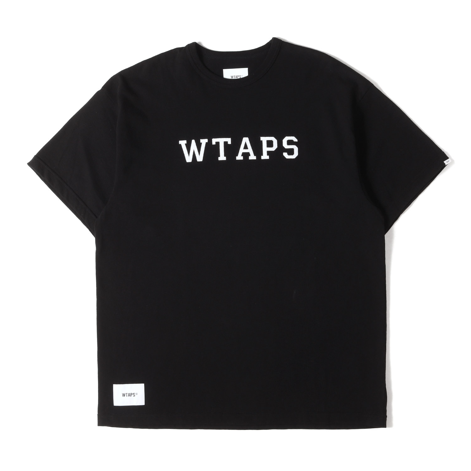 WTAPS ダブルタップス Tシャツ ブラック 黒 サイズ:L | 24SS アップリケロゴ Tシャツ(ACADEMY / SS / COTTON. COLLEGE) | トップス カットソー 半袖【メンズ】【中古】【美品】【K4784】