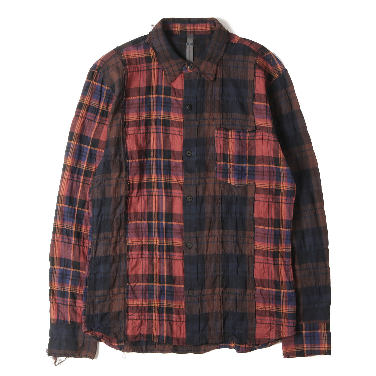STRUM ストラム シャツ レッド×ネイビー 赤 紺 サイズ:M | 21SS タータンプレイドチェック ティアード ストレッチ シャツ Tartan Plaid Stretch Cotton Long Sleeved Tiered shirt | 長袖 トップス【メンズ】【中古】【美品】【K4777】