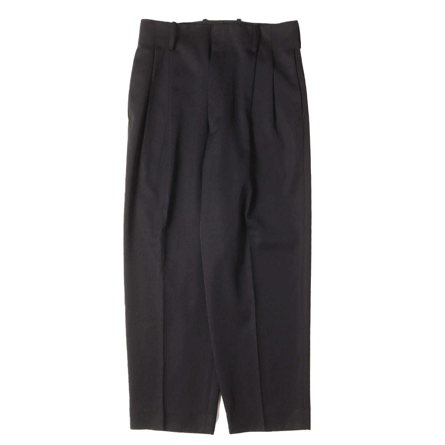 stein シュタイン パンツ ブラック 黒 サイズ:S | 23AW ツータック ベルトレス トラウザー スラックス パンツ (BELTLESS WIDE TROUSERS 2/90 SUPER 120s WOOL) | ボトムス ズボン【メンズ】【中古】【美品】【K4777】