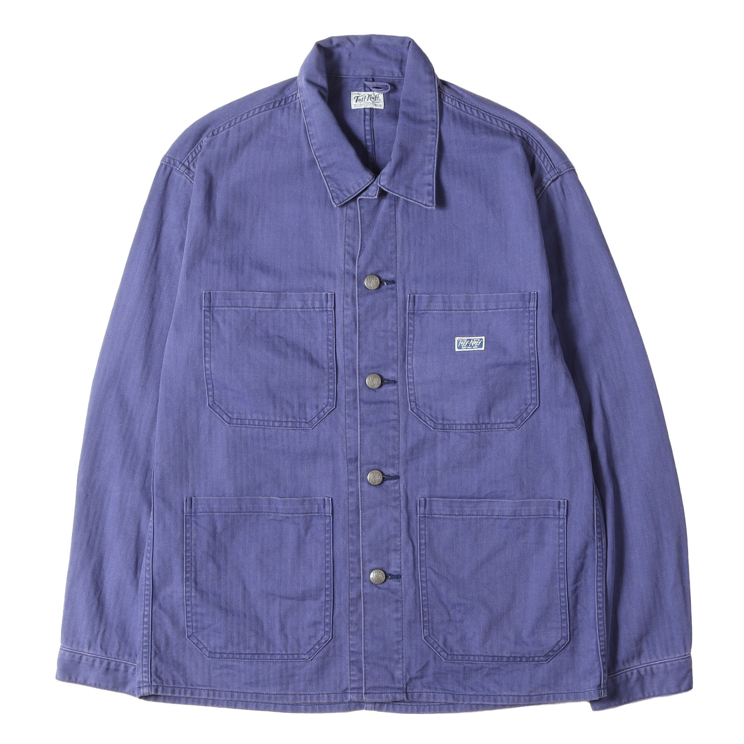 RADIALL ラディアル ジャケット ブルー サイズ:M | チェーン刺繍ロゴ ヘリンボーン カバーオール / フレンチジャケット(FRENCH JKT) | アウター ブルゾン 上着【メンズ】【中古】【K4779】