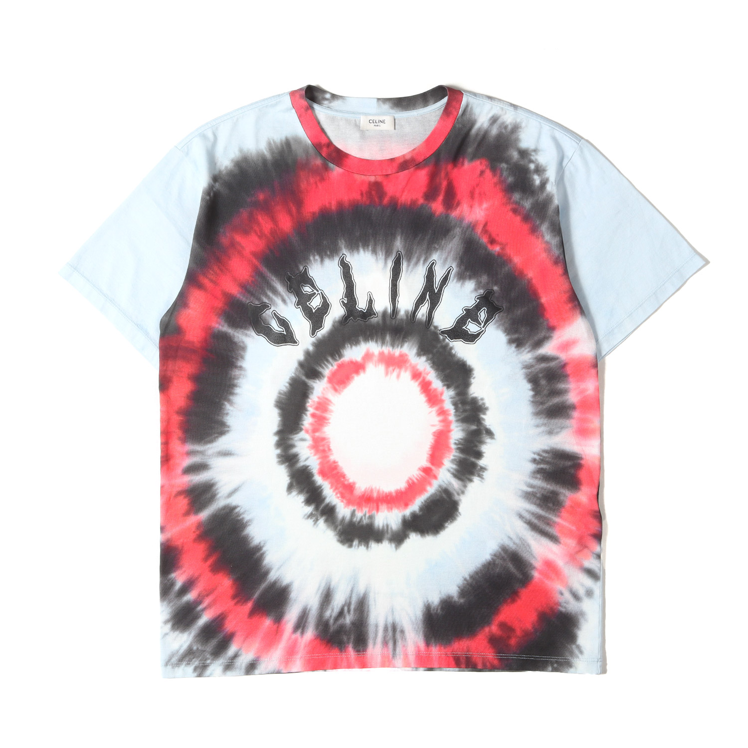 CELINE セリーヌ Tシャツ ブラック レッド ライトブルー サイズ:S | 24SS タイダイ染め ルーズフィット クルーネック Tシャツ(Tie-Dye Loose T-Shirts) | トップス カットソー 半袖 | イタリア製【メンズ】【K4785】