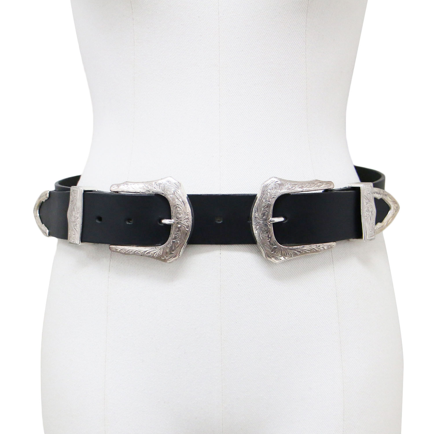 THE Dallas ザ・ダラス ベルト ブラック 黒 サイズ:FREE | ダブルバックル ベルト / W buckle belt レザー | ブランド ファッション アイテム 小物【レディース】【中古】【K4779】
