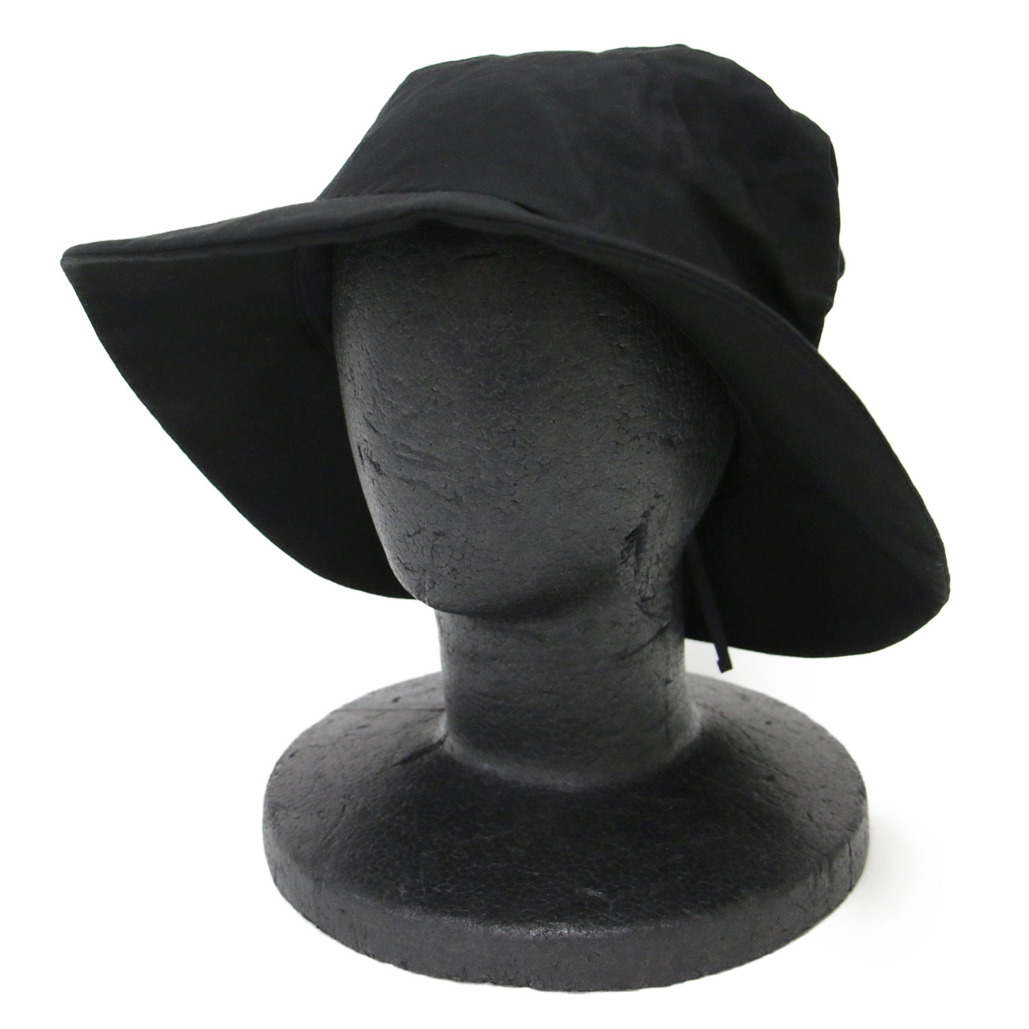 Yohji Yamamoto ヨウジヤマモト ハット ブラック 黒 サイズ:FREE | Ys クレープデシン ドレープ タックト ハット / CREPE de CHINE DRAPE TUCKED HAT | 日本製 ブランド 帽子 【レディース】【中古】【K4785】