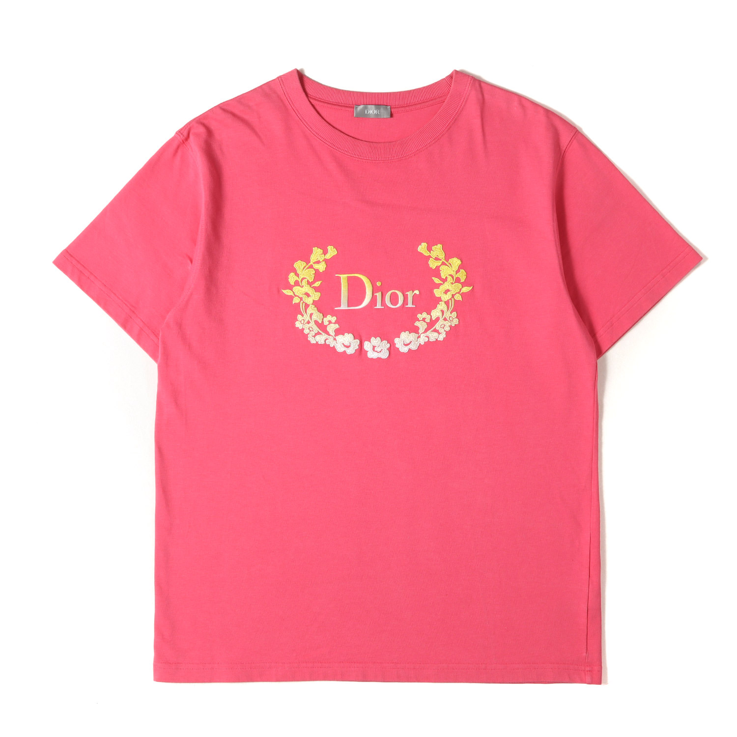 Dior HOMME ディオールオム Tシャツ ピンク サイズ:L | 23SS グラデーション ロゴ刺繍 ヘビーウェイト Tシャツ | トップス カットソー 半袖【メンズ】【中古】【美品】【K4780】