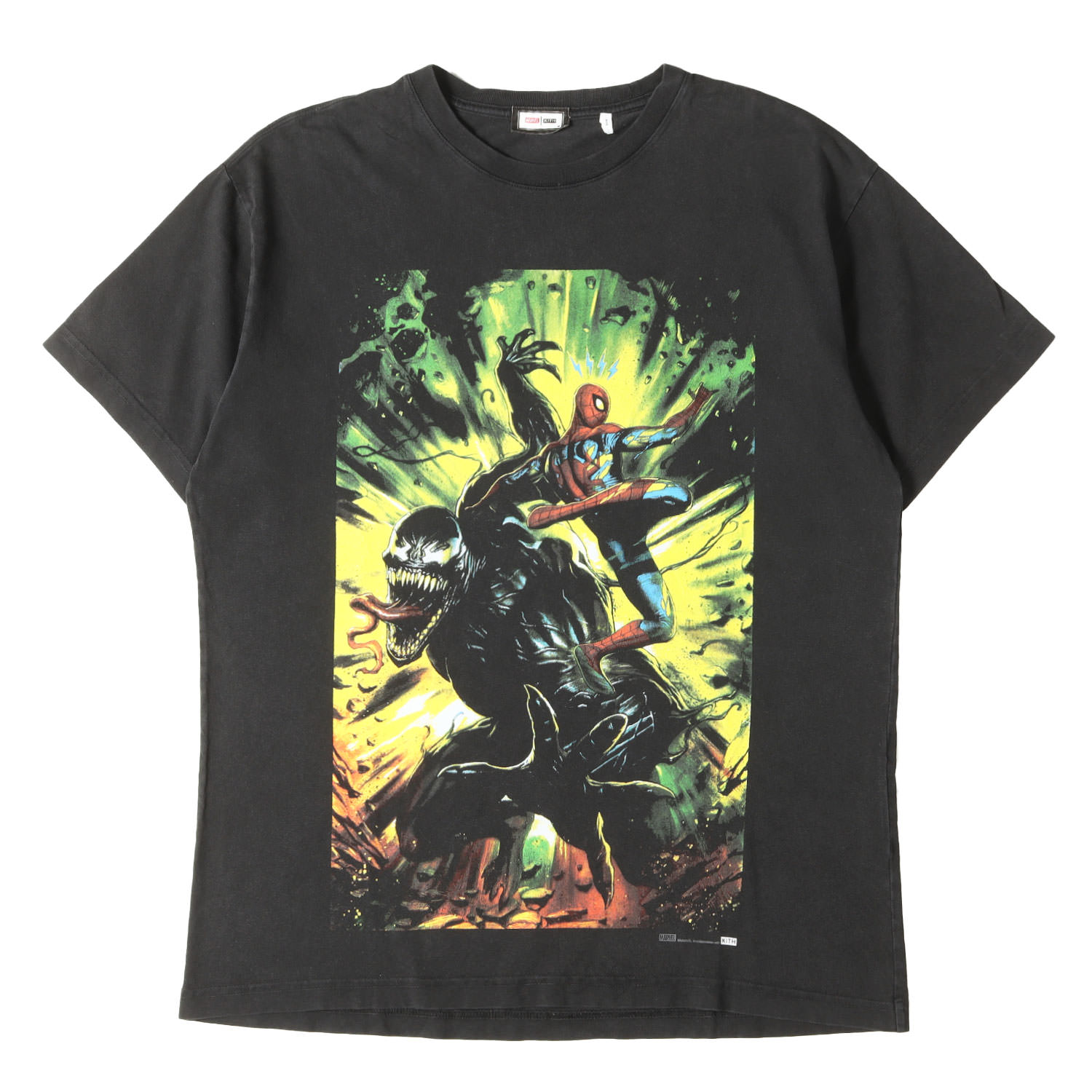 KITH NYC 口吸い ニューヨーク州シティー プルオーバー 黒いこと 黒 大きさ:M | 22SS MARVEL ヴィンテージ産業 スパイダーマン VS ヴェノム プルオーバー (Spider-Man Venom Battle Vintage Tee) | トップス カットソー 半袖【メンズ】【中古】【美品】【K4840】