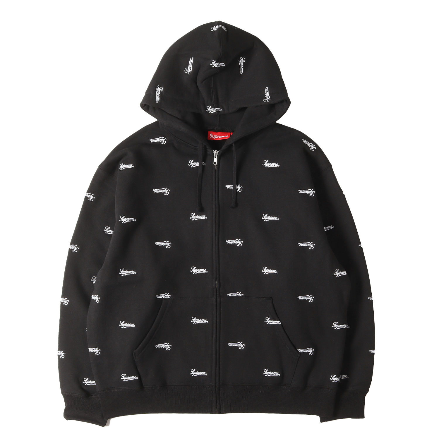 Supreme シュプリーム パーカー 黒いこと 黒 大きさ:L | 25AW 脚本ロゴタイプ刺しゅう柄 ジップ スウェットパーカー (Repeat Script Zip Up Hooded Sweatshirt) | トップス フーディー【メンズ】【K4845】