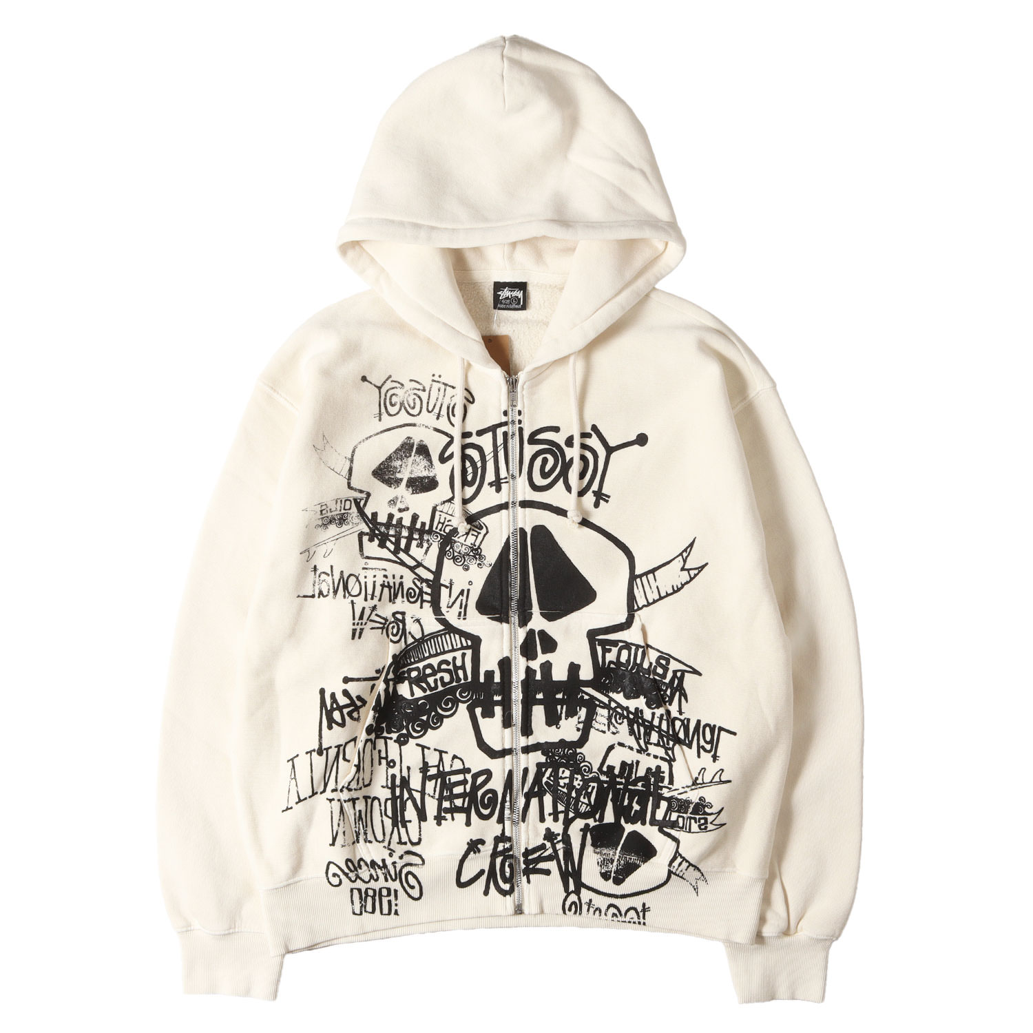 STUSSY ステューシー パーカー ボーン 大きさ:L | 26SS スカルグラフィック フルジップ スウェットパーカー(SKULLS ZIP HOODIE PIGMENT DYED) | トップス フーディー【メンズ】【K4845】