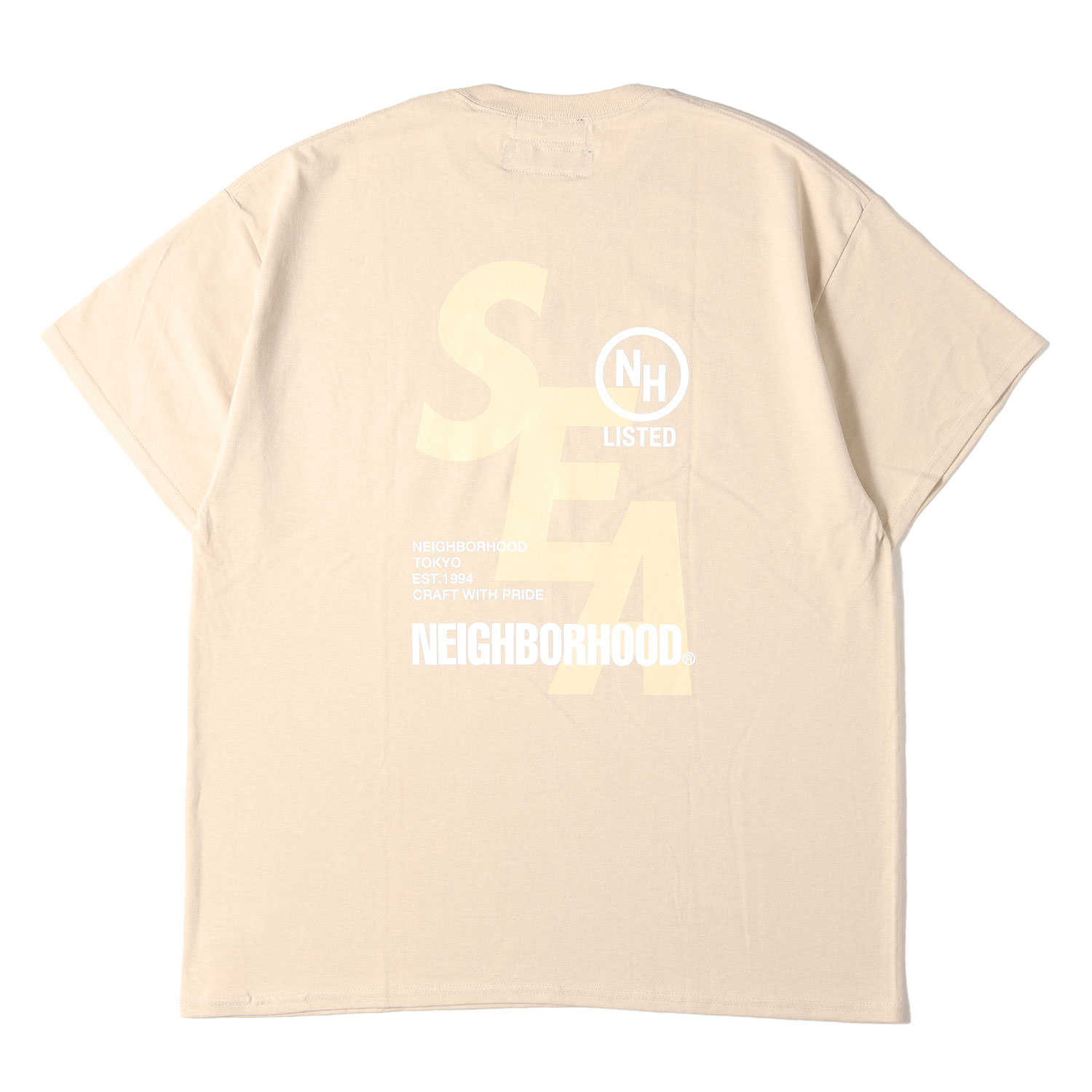 NEIGHBORHOOD ネイバーフッド プルオーバー ベージュ 大きさ:XL | 21SS ×WIND AND SEA コラボロゴ 労働者の一団のど首 プルオーバー | トップス カットソー 半袖【メンズ】【中古】【新品負けず劣らず】【K4806】