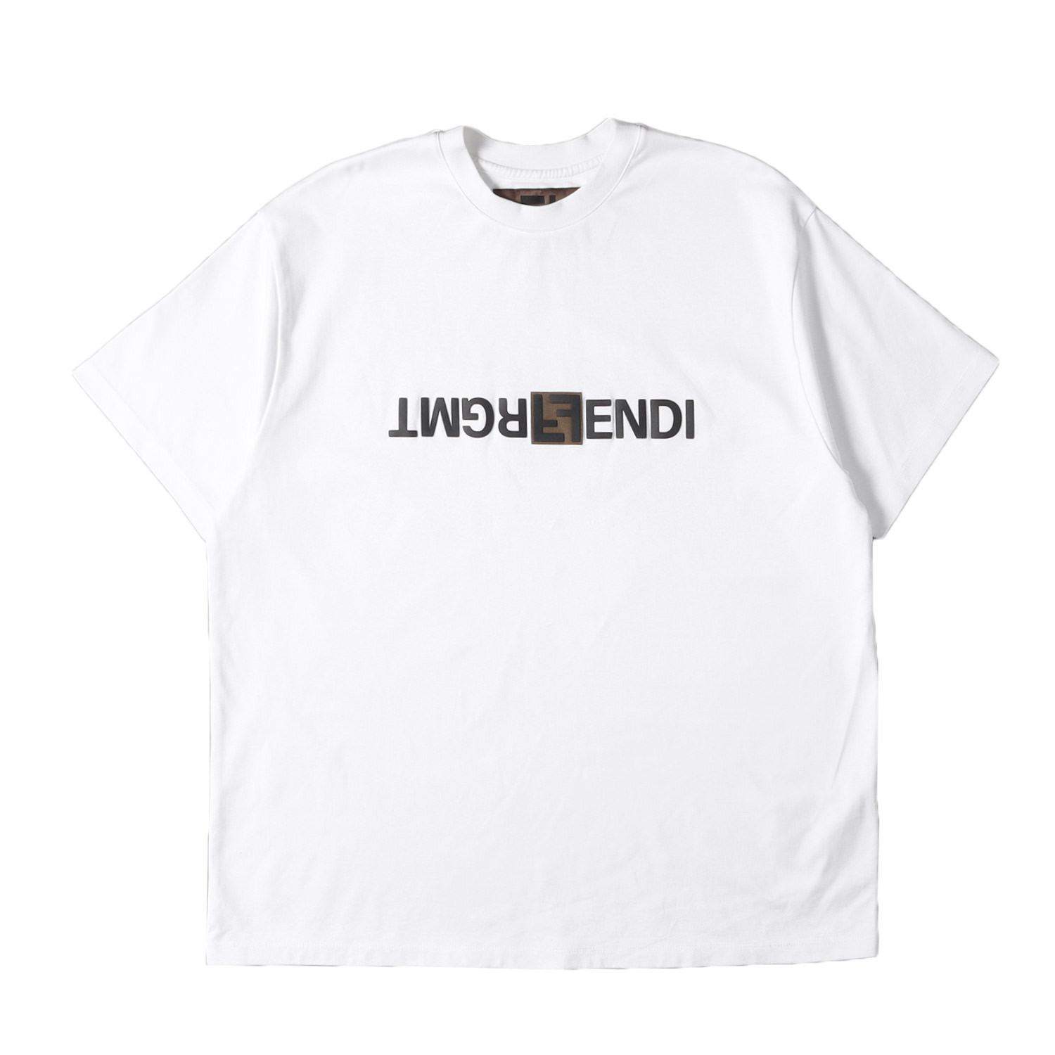 FENDI フェンディ Tシャツ ホワイト 白 サイズ:M | 近年モデル | ×fragment design ズッカ コラボロゴ クルーネック Tシャツ | FY1144 AQJN | トップス カットソー 半袖【メンズ】【中古】【K4788】