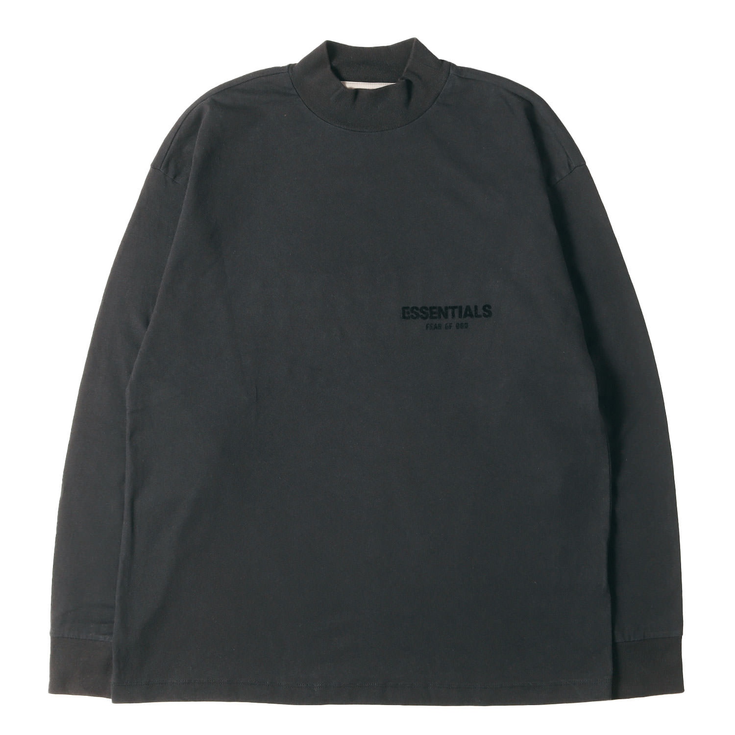 FEAR OF GOD フィアオブゴッド Tシャツ ブラック 黒 サイズ:XXS | FOG ESSENTIALS モックネック ロングスリーブ Tシャツ | トップス カットソー 長袖【メンズ】【中古】【K4788】