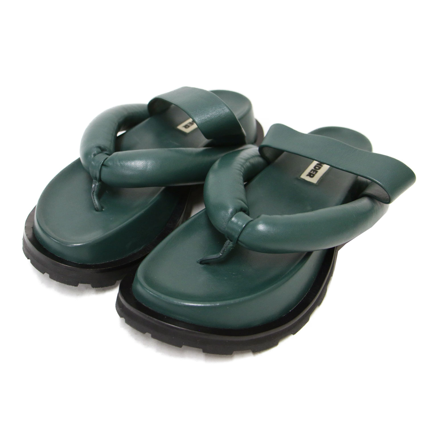 JIL SANDER ジル・サンダー サイズ:38(25.0cm) | 22春夏 プラットフォーム パテッド トング サンダル / ラウンドトゥ 厚底 ストラップ レザー グリーン | ブランド シューズ 靴【レディース】【中古】【K4806】|ブランド古着のBEEGLE by Boo-Bee