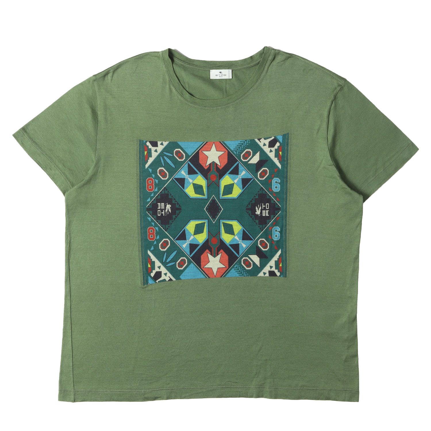 ETRO エトロ Tシャツ グリーン 緑 サイズ:L | 22AW スカーフ デザイン クルーネック Tシャツ | 半袖 ショート ハーフ スリーブ カットソー【メンズ】【中古】【美品】【K4837】|ブランド古着のBEEGLE by Boo-Bee
