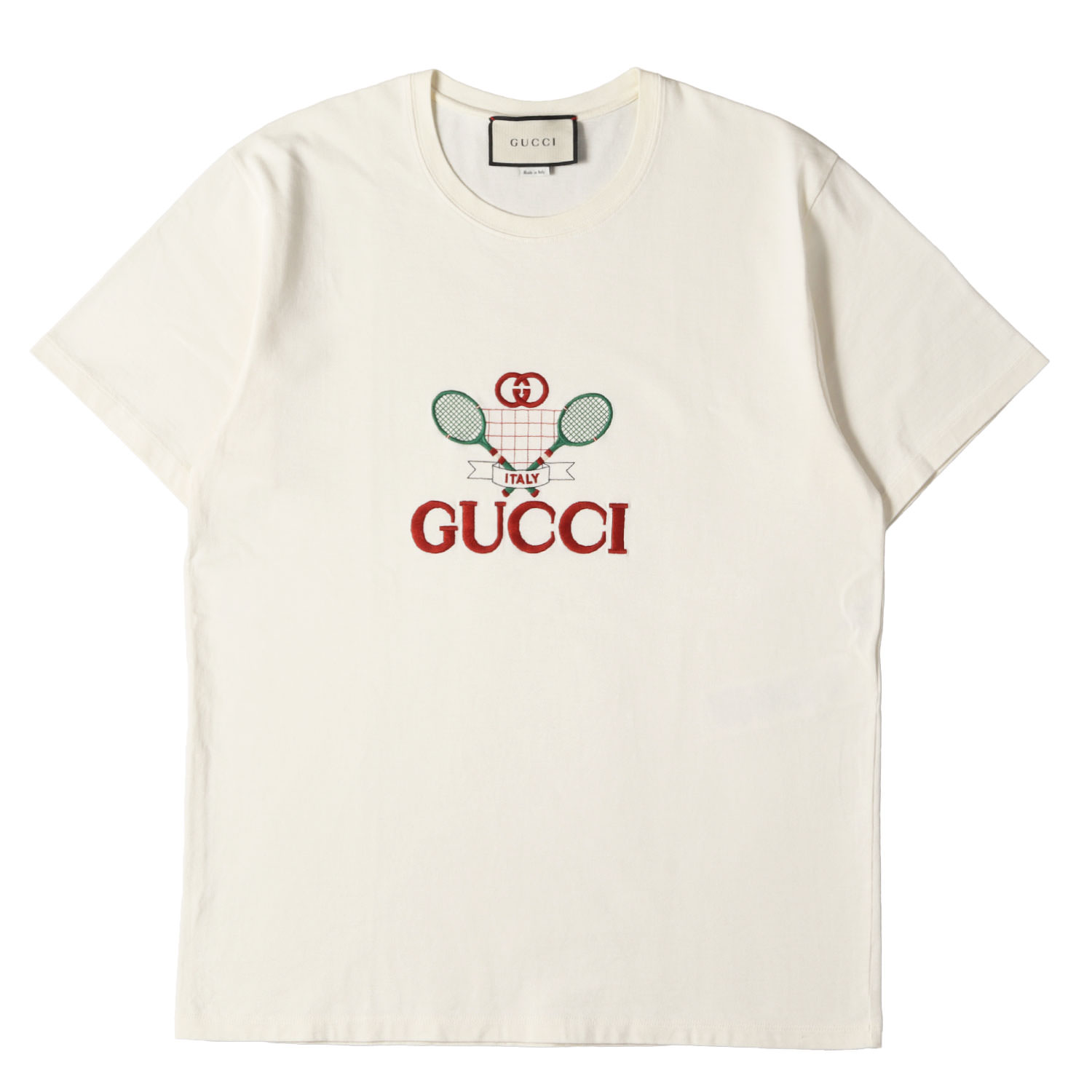 GUCCI グッチ Tシャツ アイボリー サイズ:M | 20SS クラブマルチ テニスロゴ刺繍 Tシャツ (Club Multi Tee) | トップス カットソー 半袖【メンズ】【中古】【K4837】｜ブランド古着のBEEGLE by Boo-Bee