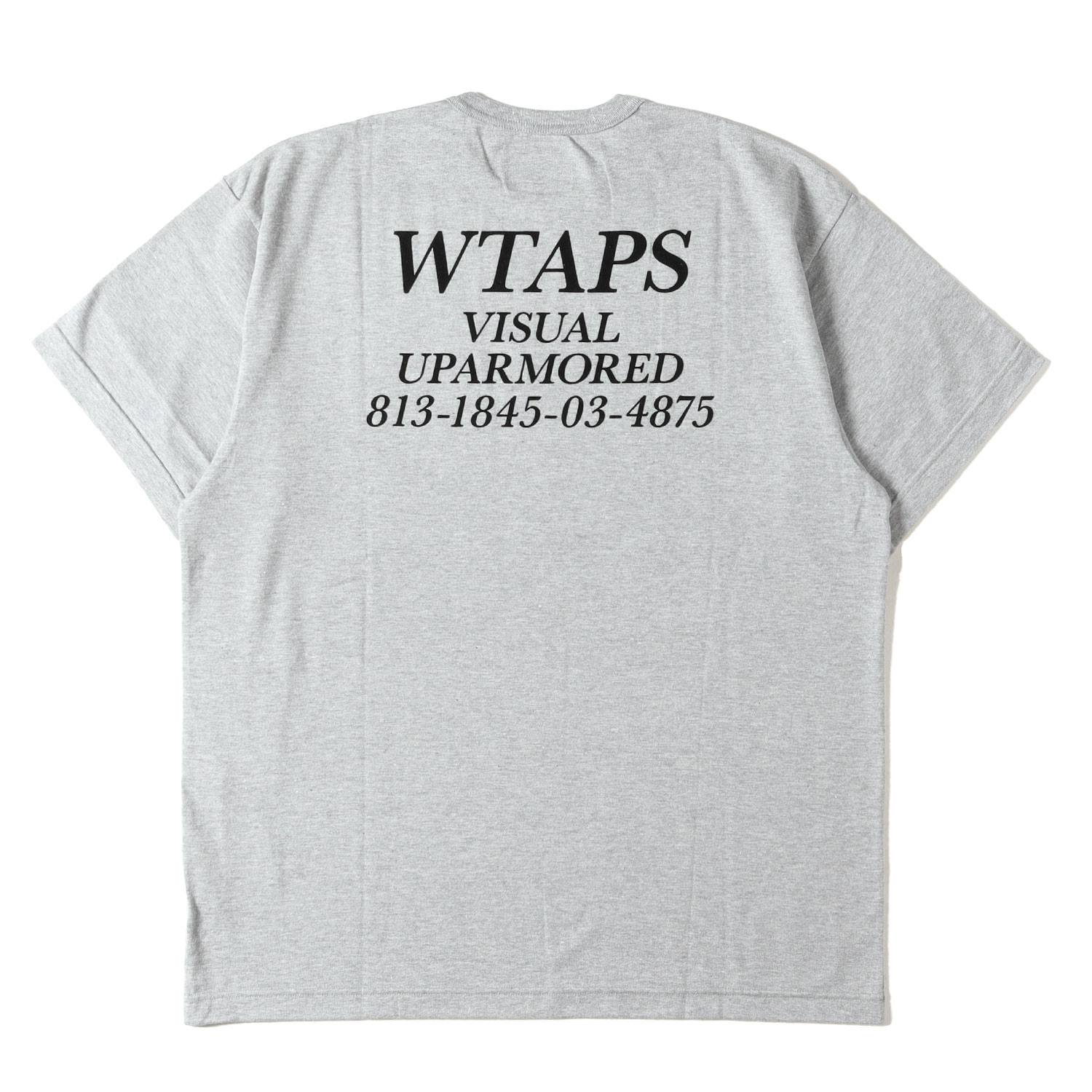 WTAPS ダブルタップス プルオーバー 薄墨色 大きさ:M | 25AW フロッキープリント うしろ側ロゴタイプ プルオーバー ACADEMY / SS / CTPL | 半袖 遊撃手 二分の一 捩り カットソー【メンズ】【K4839】