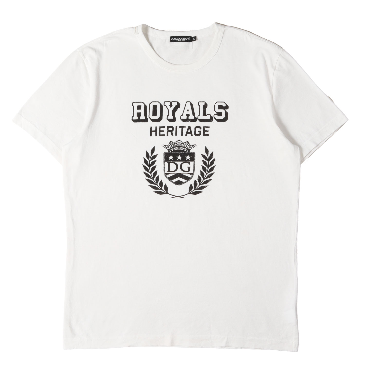 DOLCE\u0026GABBANA ドルチェ\u0026ガッバーナ プルオーバー 白いこと 白 大きさ:54 | 20SS 象徴ロゴタイプ 労働者の一団のど首 プルオーバー | 半袖 遊撃手 二分の一 捩り カットソー【メンズ】【中古】【K4845】