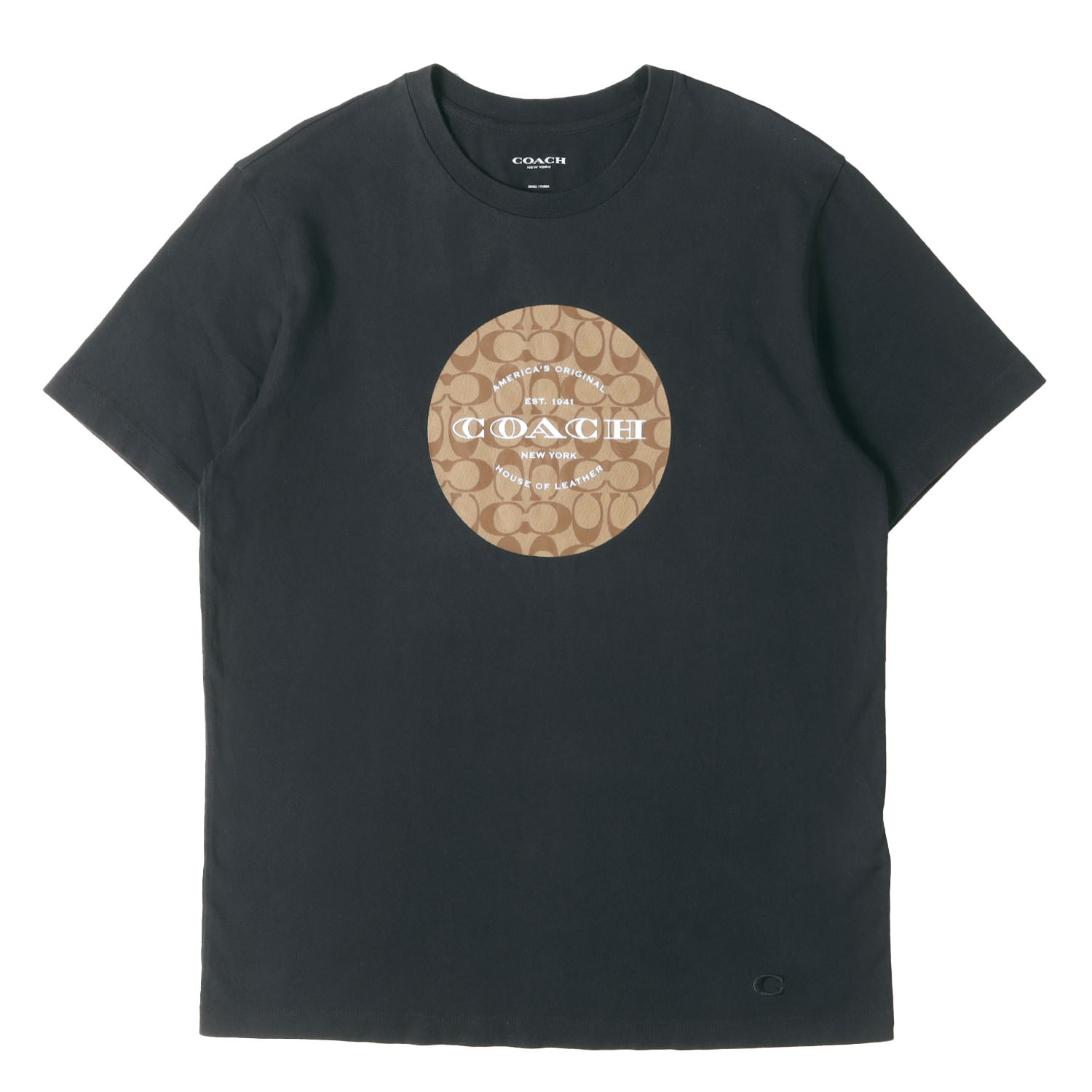 COACH コーチ Tシャツ ブラック 黒 サイズ:M | シグネチャー プリント クルーネック Tシャツ | トップス カットソー 半袖【メンズ】【中古】【K4858】｜ブランド古着のBEEGLE by Boo-Bee