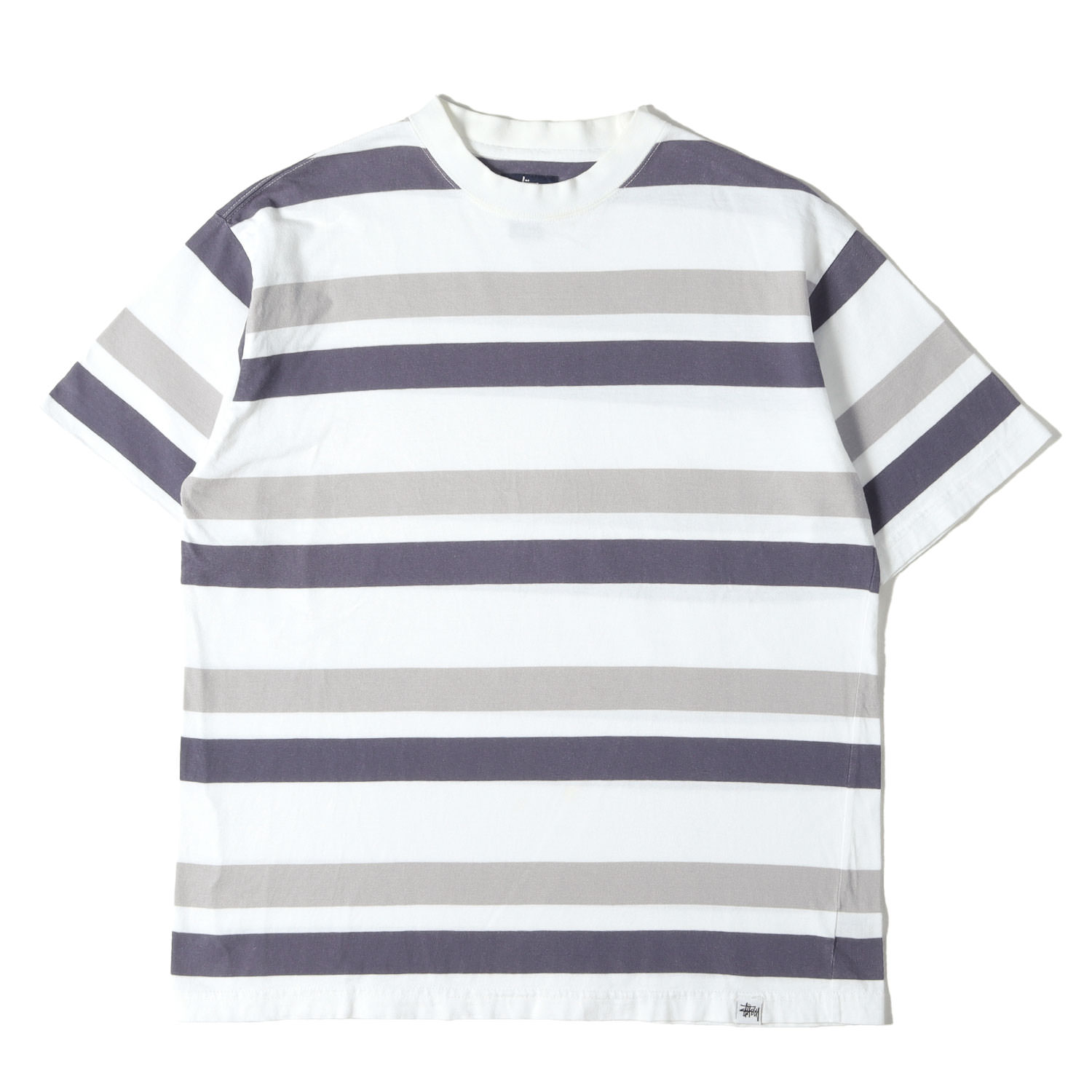 STUSSY ステューシー Tシャツ ネイビー ホワイト サイズ:S | 90s 紺タグ OLD STUSSY ボーダー クルーネック Tシャツ | トップス カットソー 半袖 | 90年代【メンズ】【中古】【K4806】|ブランド古着のBEEGLE by Boo-Bee