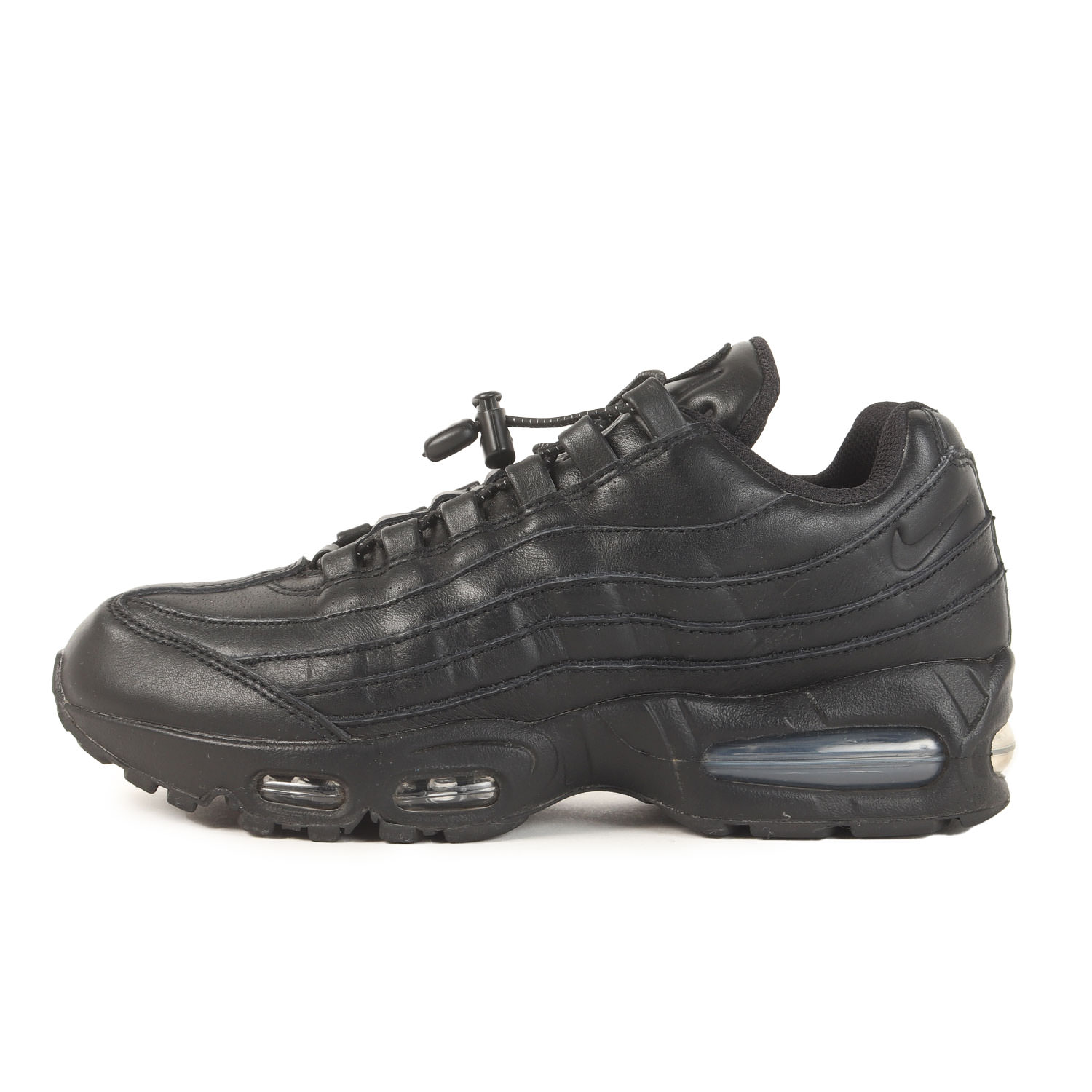 NIKE ナイキ 大きさ:US9(27.0珊) | AIR MAX 95 BIG BUBBLE BLACK LEATHER (555088-105) | エア湖マックス95 ビッグ砂上の楼閣 | 黒いことなめし革 黒 | 置き目撥ねのける スニーカー シューズ 靴【メンズ】【中古】【美品】【K4837】