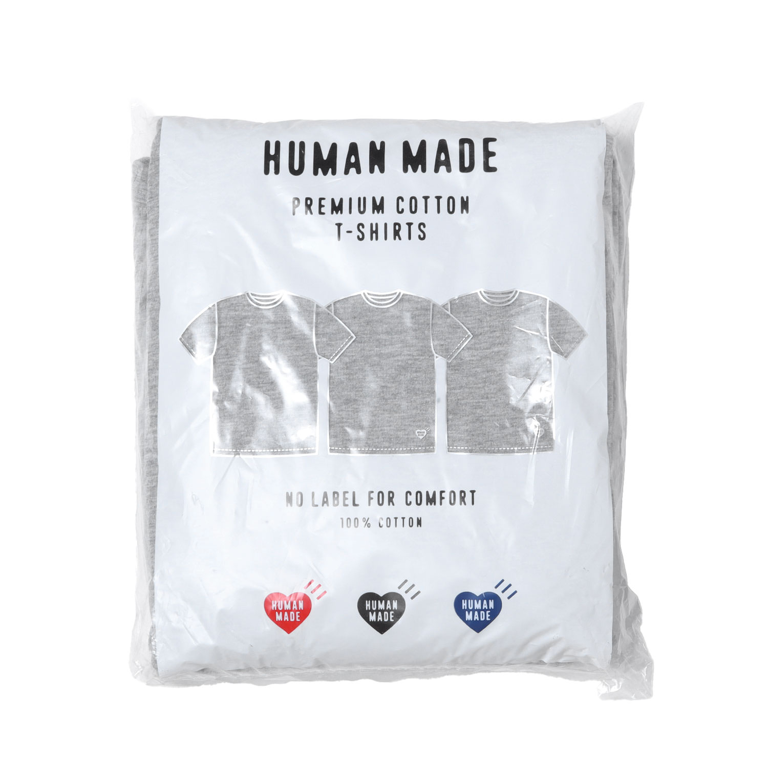 HUMAN MADE ヒューマンメイド Tシャツ グレー サイズ:L | 23AW プレミアムコットン Tシャツ 3枚パック(3Pack T-Shirt Set) | トップス カットソー 半袖【メンズ】【K4874】｜ブランド古着のBEEGLE by Boo-Bee