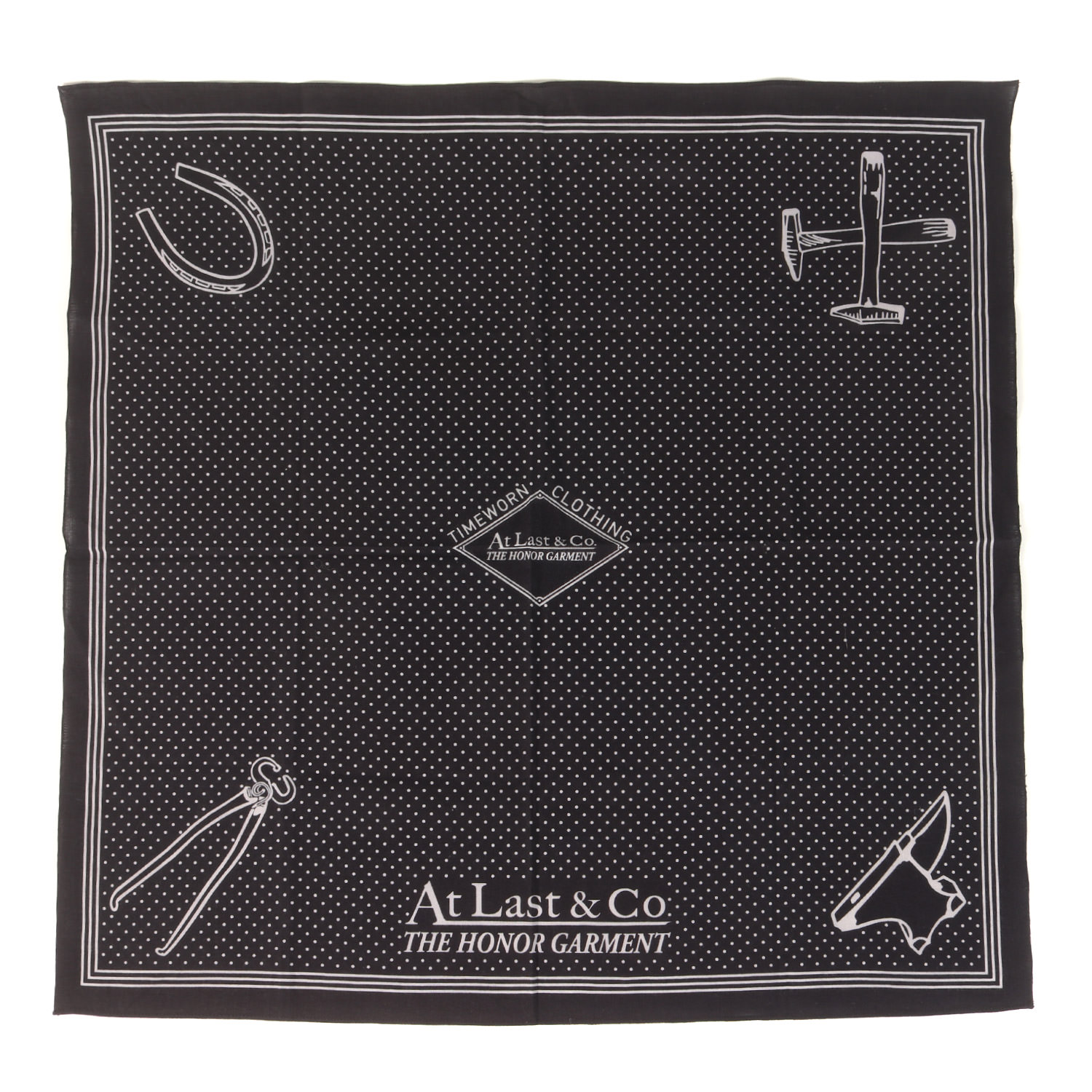 At LAST&CO アットラスト | ドット バンダナ | ブラック 黒 | ブランド ファッション アイテム 小物【メンズ】【中古】【美品】【K4884】｜ブランド古着のBEEGLE by Boo-Bee