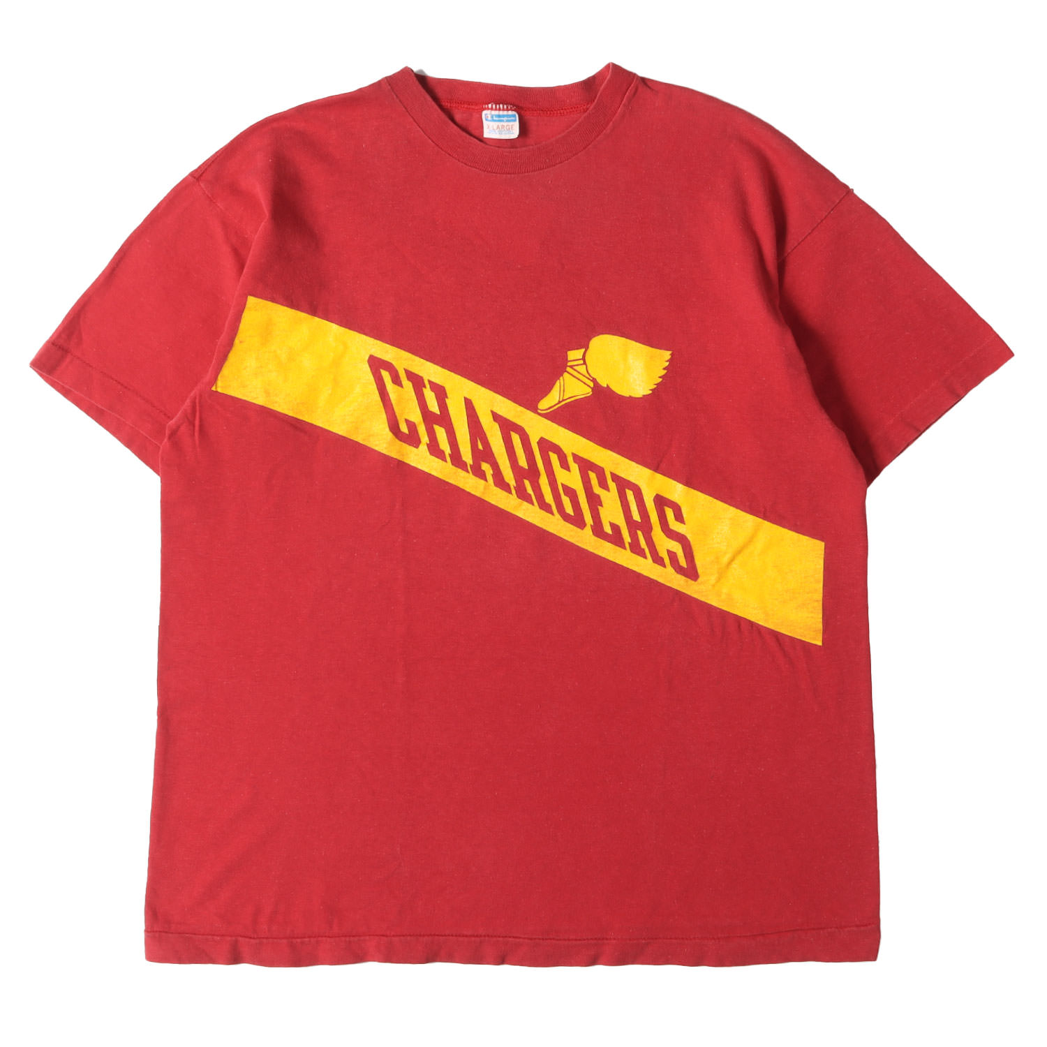 Champion vintage はやりっ児 ヴィンテージ プルオーバー 赤いこと 赤 大きさ:XL | [滅多に無い 赤ちょうちん引き舟] 70s ウイングフット 思われ人刷り上げる プルオーバー USA製 | 半袖 遊撃手 二分の一 捩り カットソー【メンズ】【中古】【K4846】