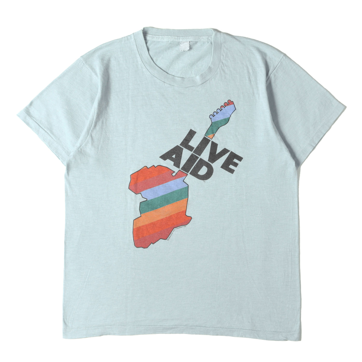 Vintage Music Item ヴィンテージミュージックアイテム Tシャツ ライトブルー 青 サイズ:M相当 | 80s LIVE AID チャリティー ロック イベント Tシャツ | 半袖 ショート ハーフ スリーブ カットソー【メンズ】【中古】【K4884】｜ブランド古着のBEEGLE by Boo-Bee 19,803円