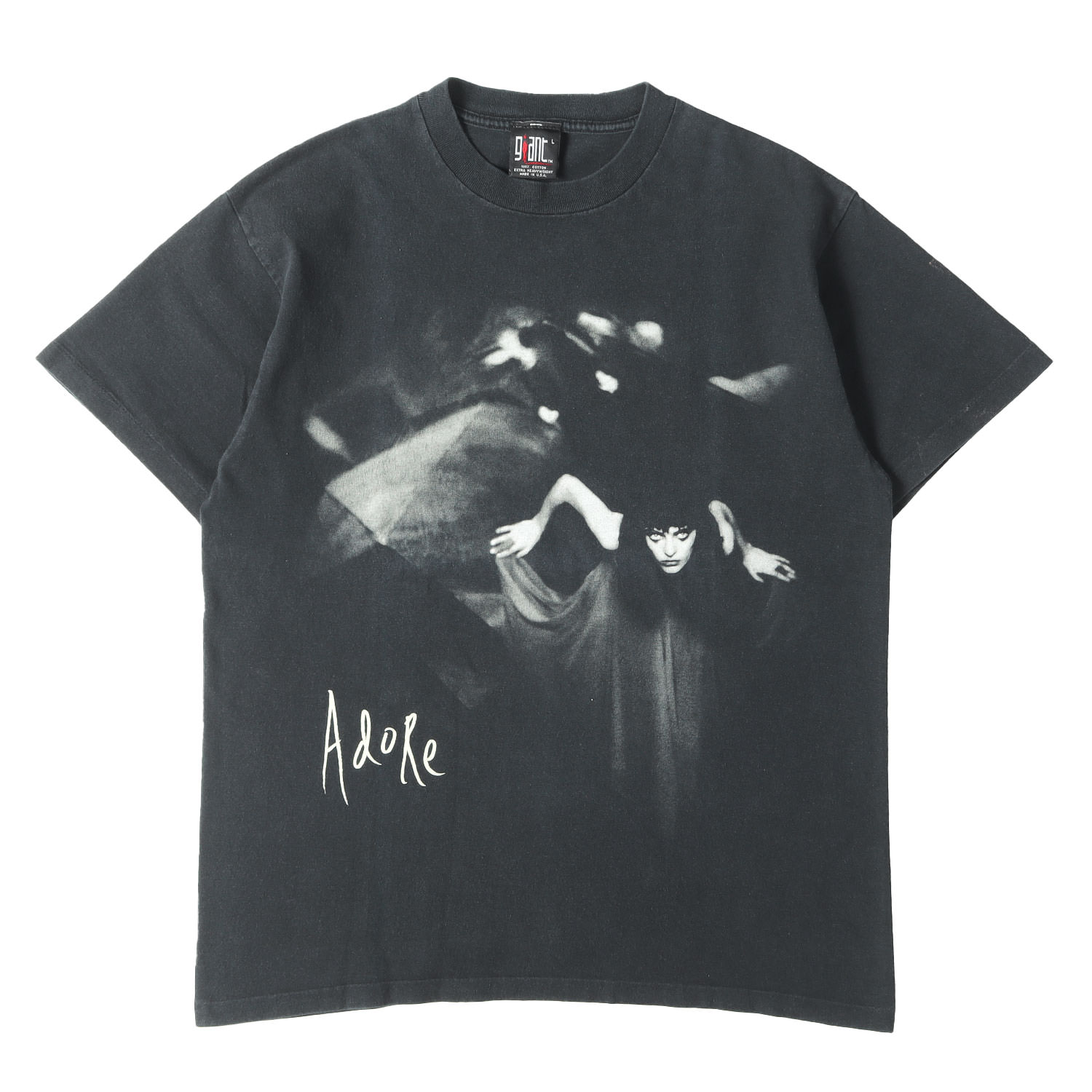 Vintage Music Item ヴィンテージミュージックアイテム プルオーバー 黒いこと 黒 大きさ:L | [滅多にない模範例] 90s The Smashing Pumpkins Adore スクラップブック美術 プルオーバー USA製 giant | 半袖 遊撃手 二分の一 捩り カットソー【メンズ】【中古】【K4840】