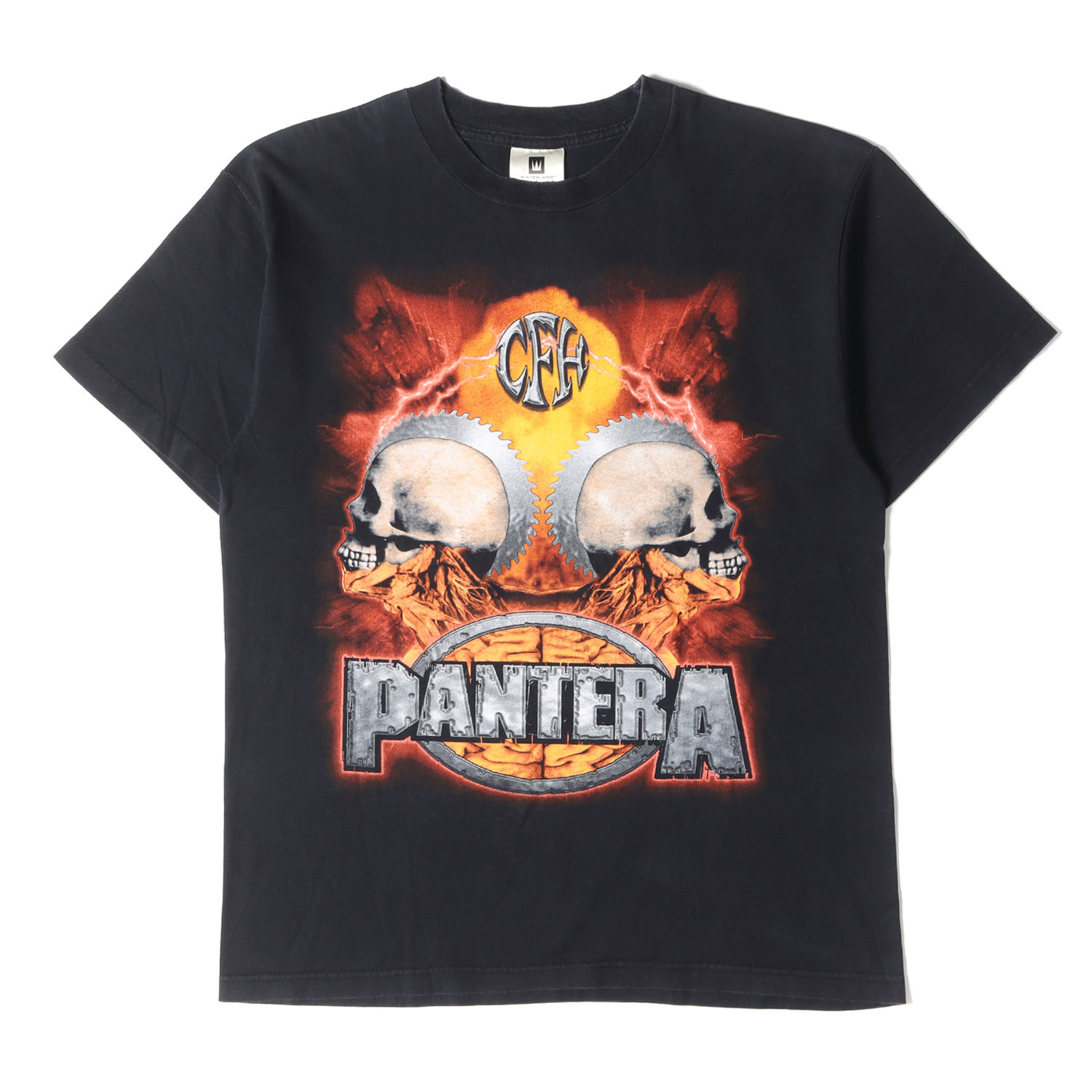 Vintage Music Item ヴィンテージミュージックアイテム プルオーバー 黒いこと 黒 大きさ:L | 00s PANTERA スカル 青写真 プルオーバー メキシコ合衆国製 WINTERLAND | 半袖 遊撃手 二分の一 捩り カットソー【メンズ】【中古】【K4840】